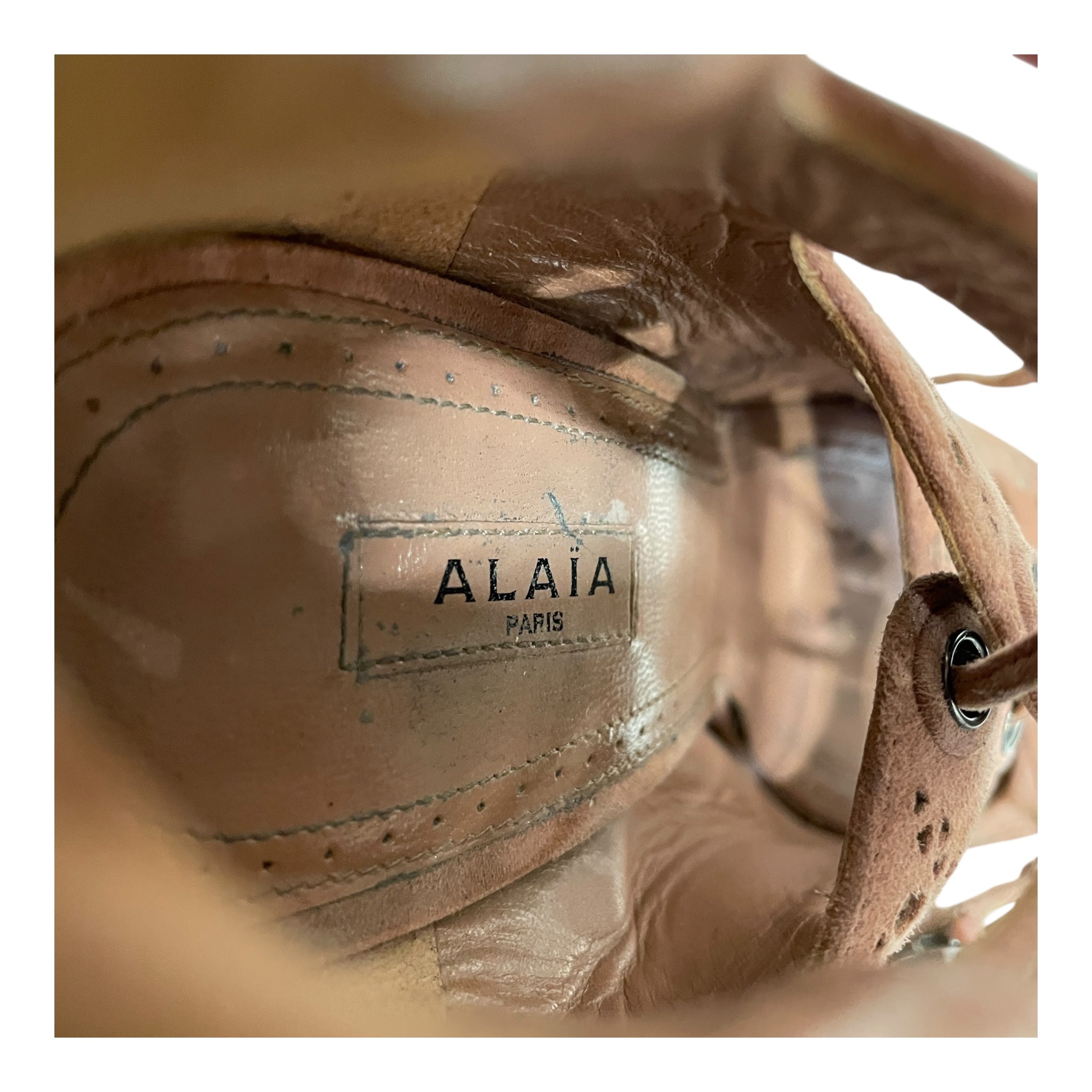 ALAIA/Heels/EU 38.5/Suede/BEG/LACE UP HEELS view 4