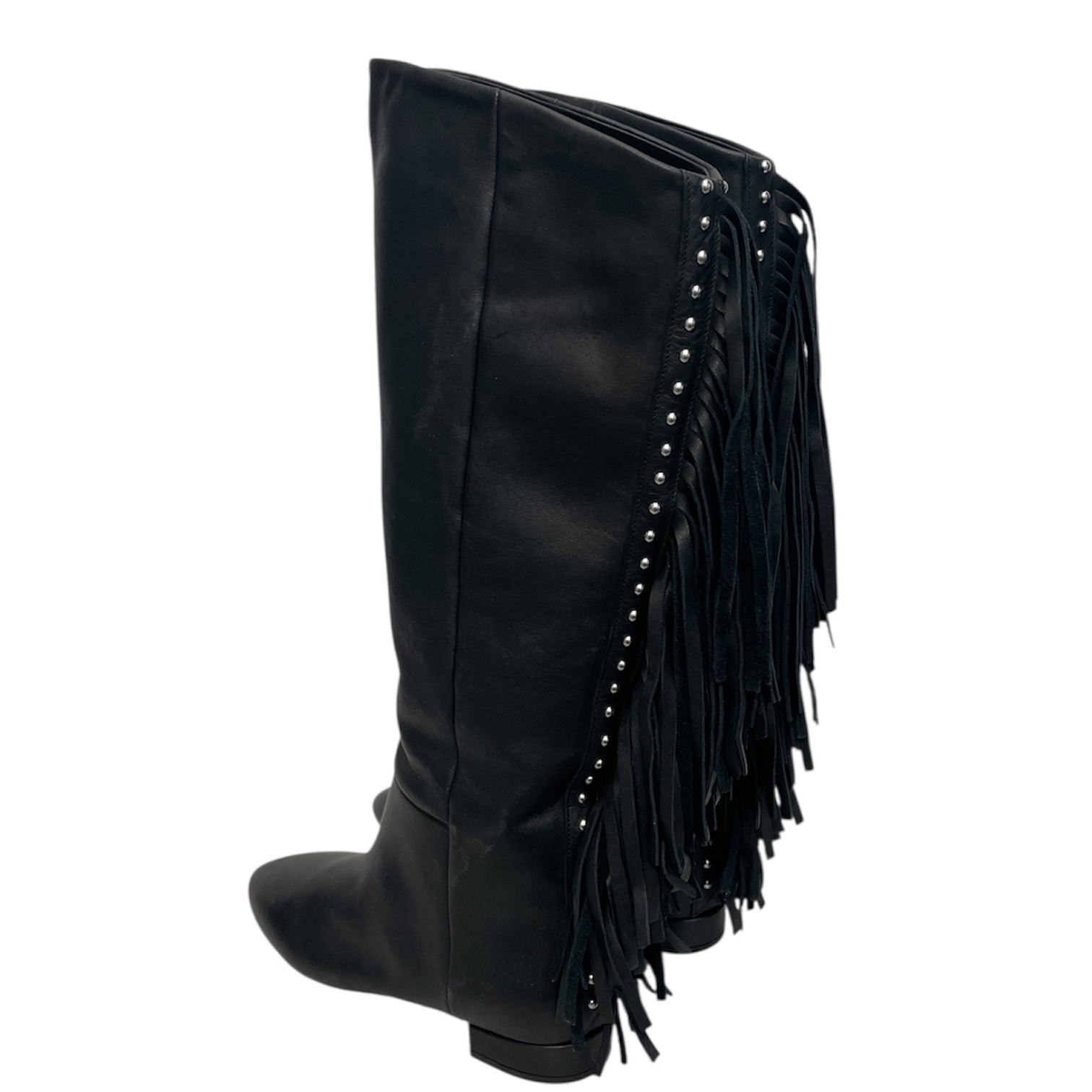 SAINT LAURENT/Long Boots/EU 34/Leather/BLK/STUDDED FRINGE BOOT view 2