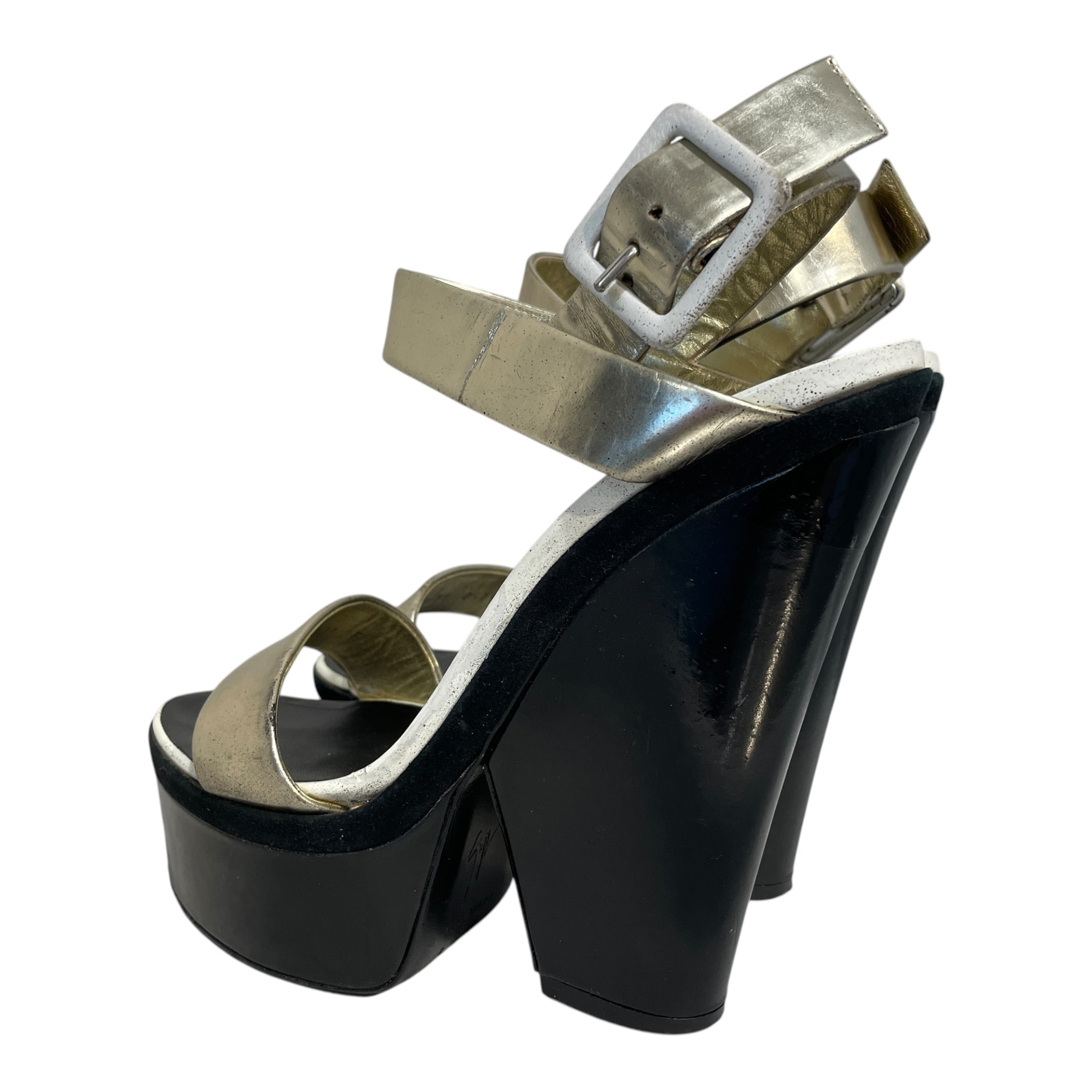 Giuseppe Zanotti/Heels/EU 38/Leather/BLK/Mettalic Platform view 3