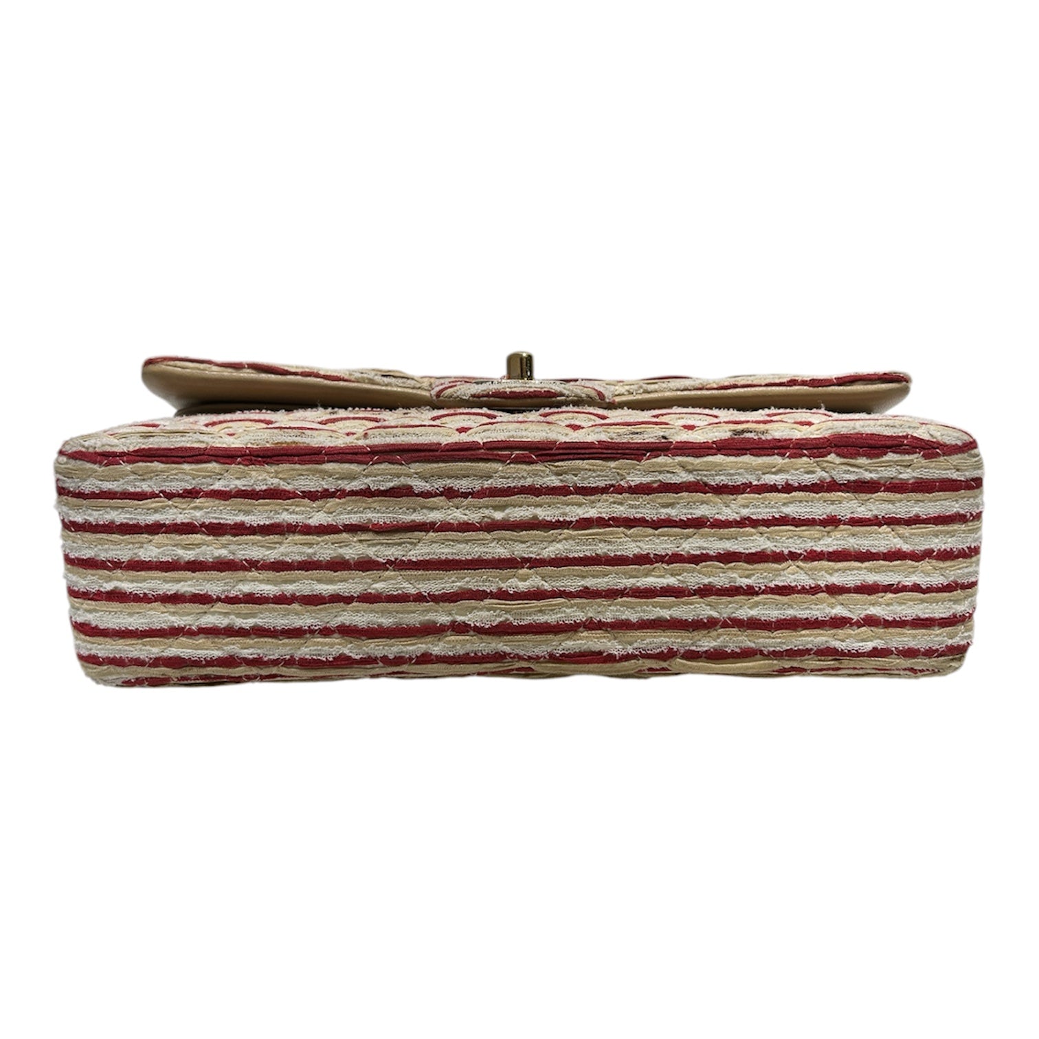 CHANEL/Bag/Stripe/Cotton/RED/RED CLOTH PEARL CHAIN STRAP view 3