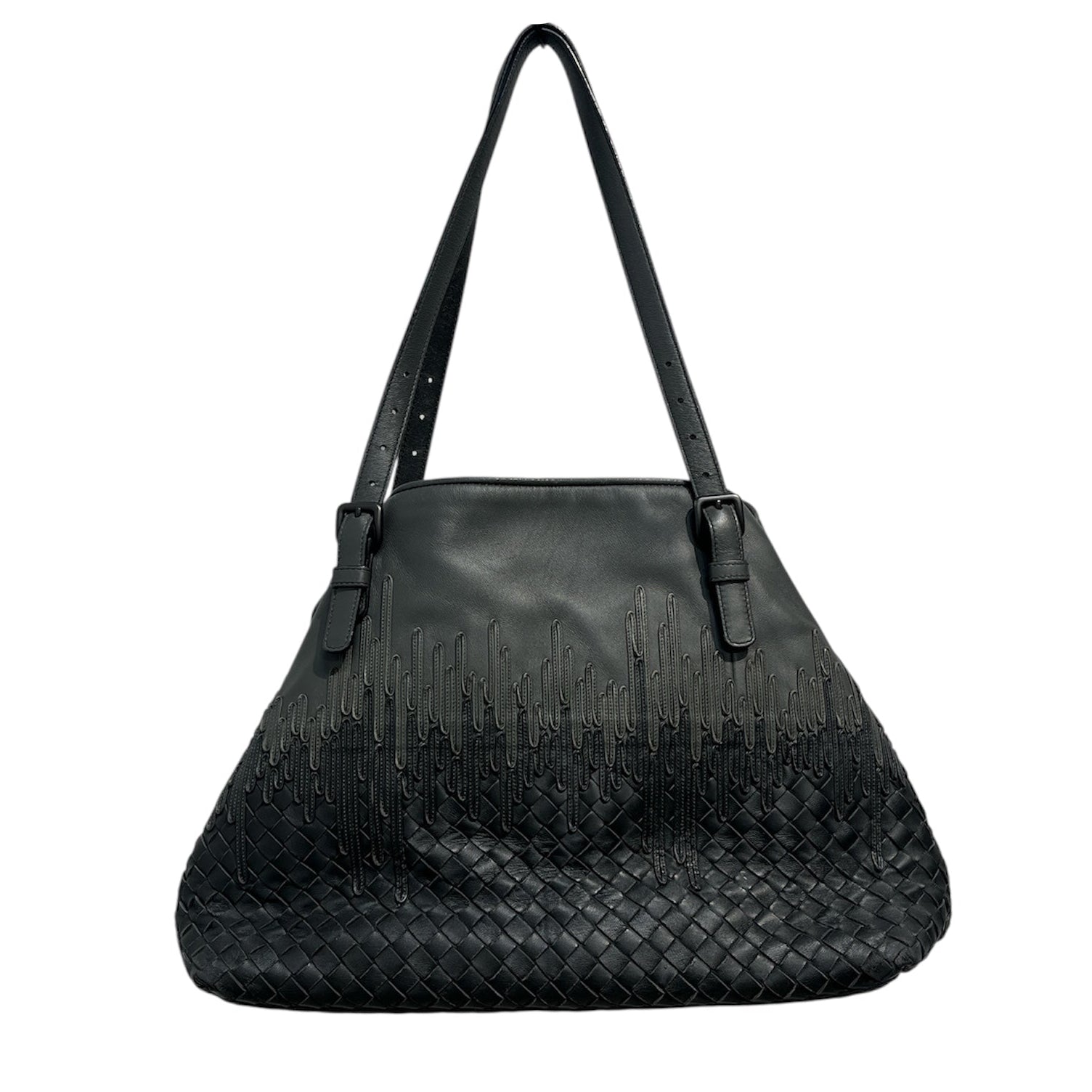 BOTTEGA VENETA/Bag/Leather/GRY/half color weave drip view 1