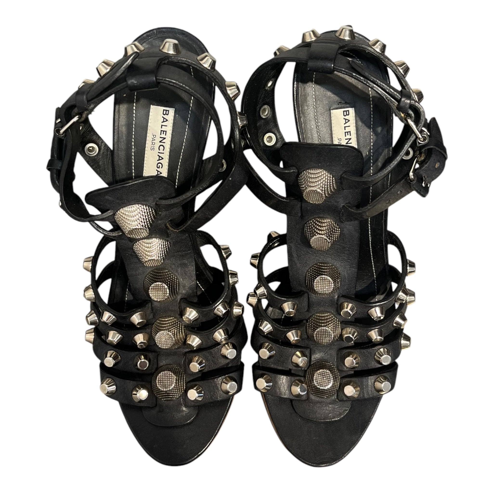 BALENCIAGA/Sandals/EU 40/Leather/BLK/Open-Toe/GLADIATOR-STUDDED view 6