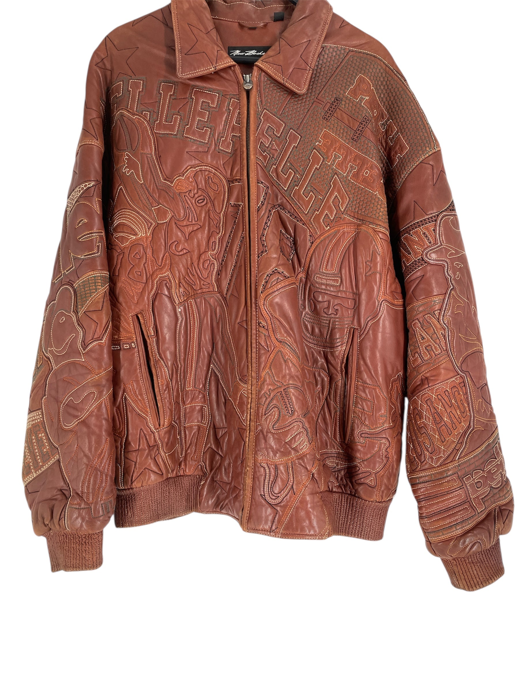 MARC BUCHANAN/Leather Jkt/78/Leather/BRW/All Over Print/ORNG-BLK- ''PELLE PELLE'' view 1