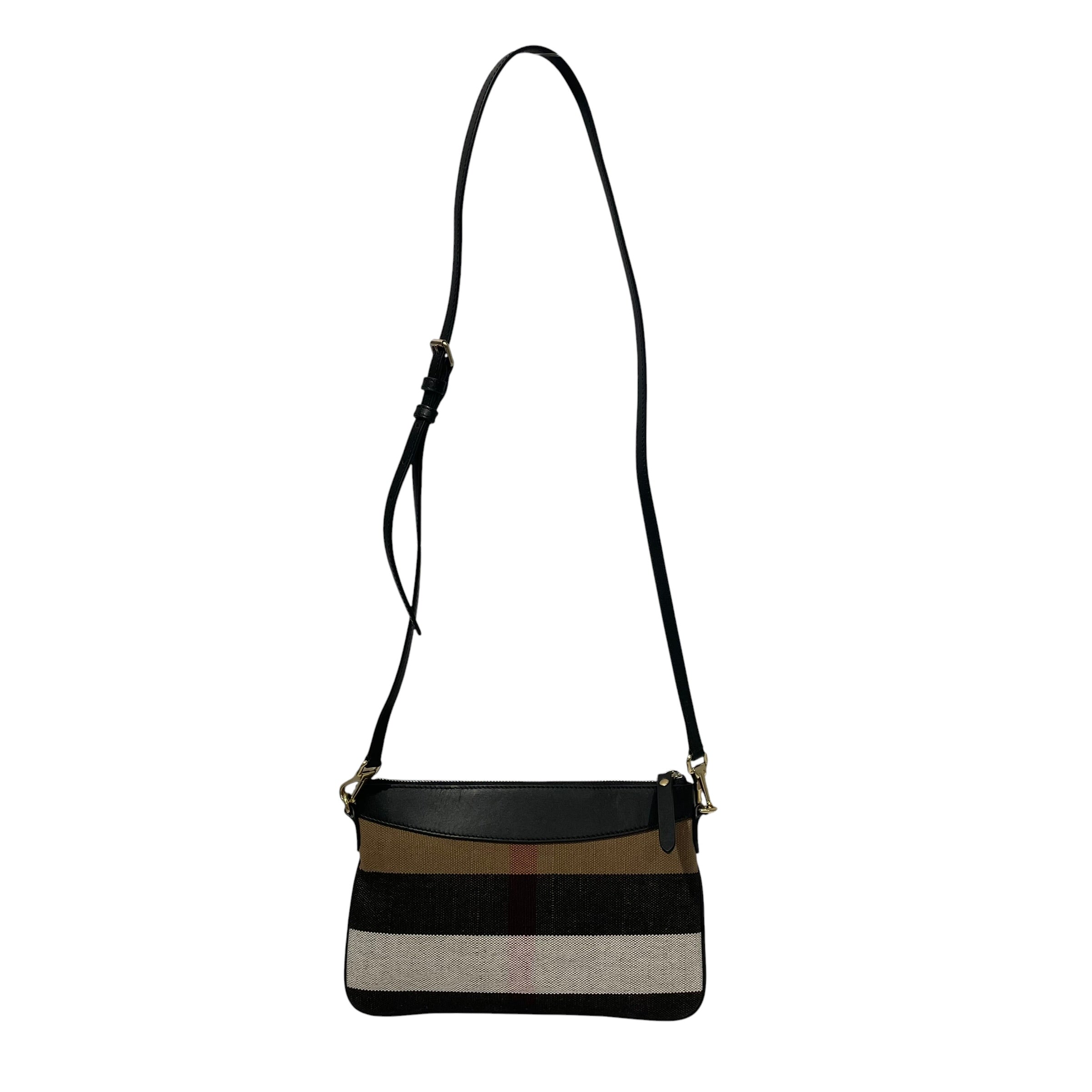 BURBERRY/Cross Body Bag/Stripe/Nylon/BLK/BURBERRY PEYTON CANVAS CHECK view 2