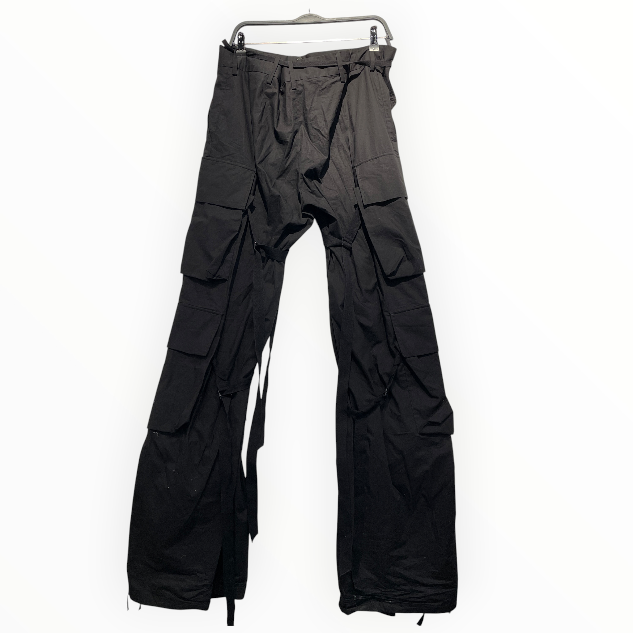 ANN DEMEULEMEESTER/Bootcut Pants/38/Cotton/BLK/BONDAGE PANTS view 2
