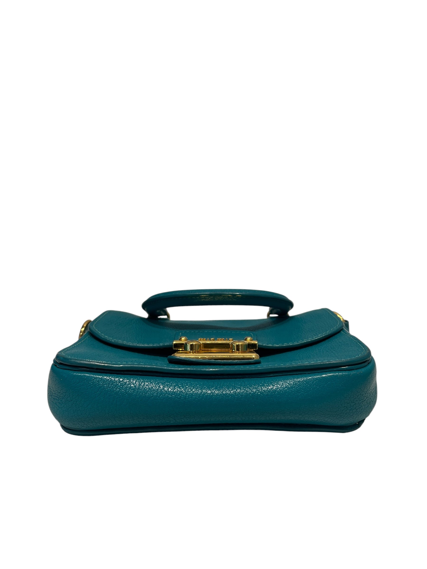 MIU MIU/Tote Bag/Leather/BLU/TURQOISETOPHANDLE view 3