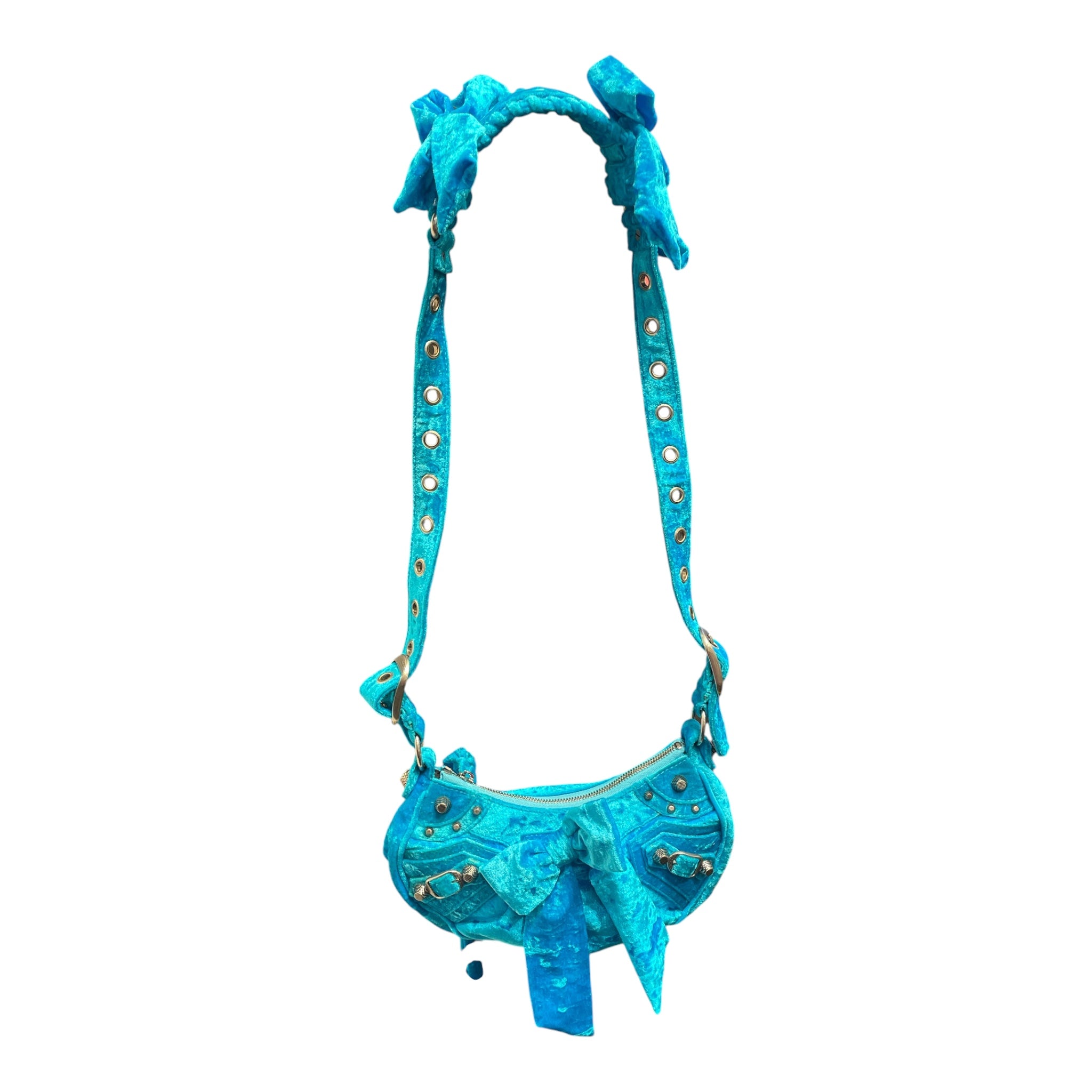 BALENCIAGA/Cross Body Bag/Velour/BLU/ view 1