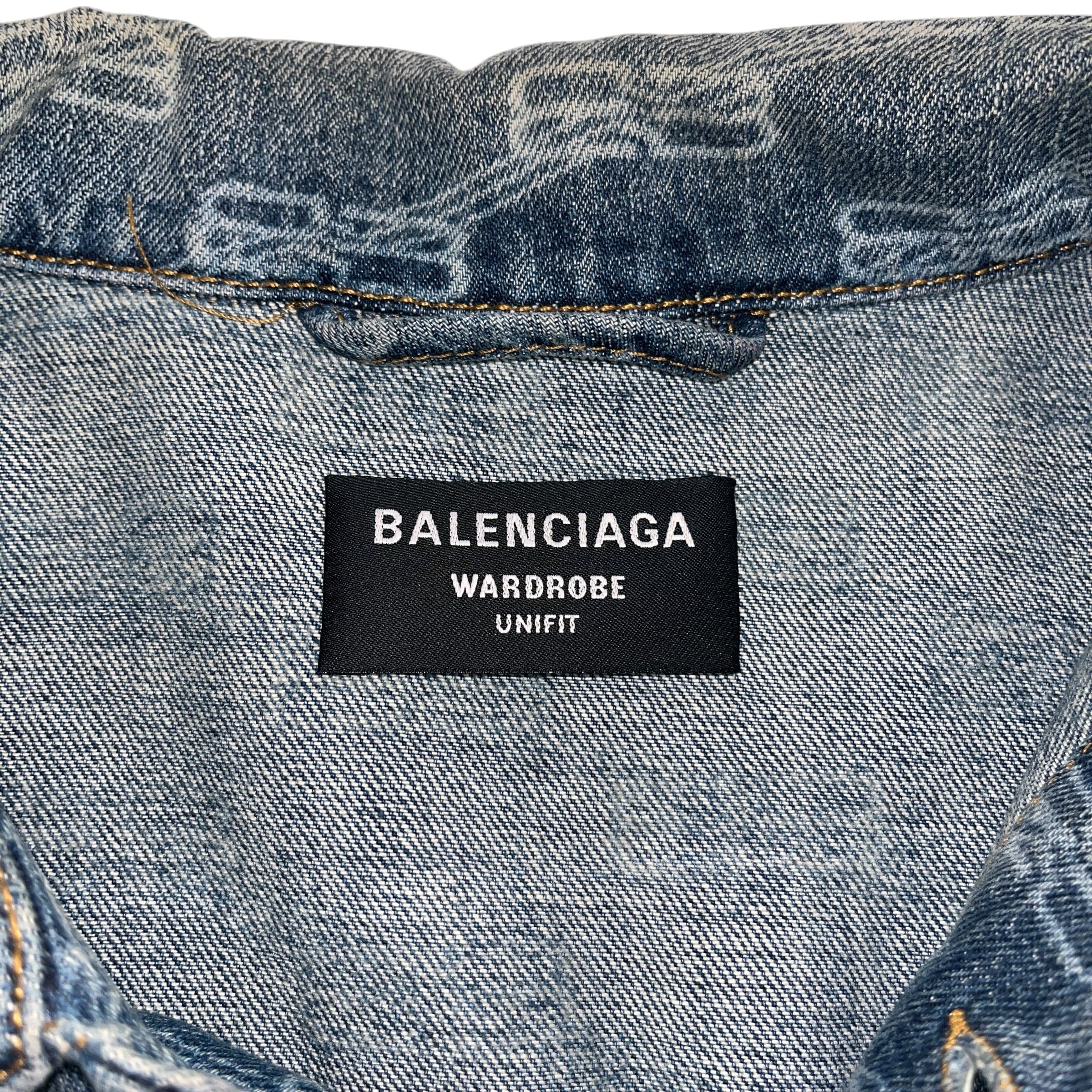 BALENCIAGA/Denim Jkt/M/Denim/BLU/Monogram/BB MONOGRAM ACID WASH view 3