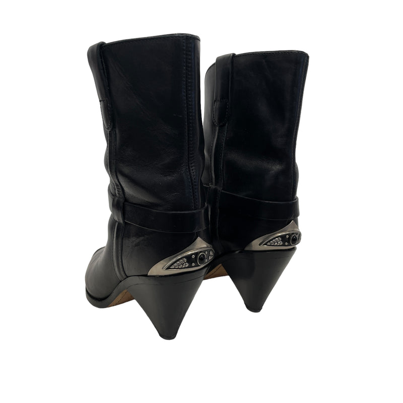 ISABEL MARANT/Western Boots/US 7/Leather/BLK/