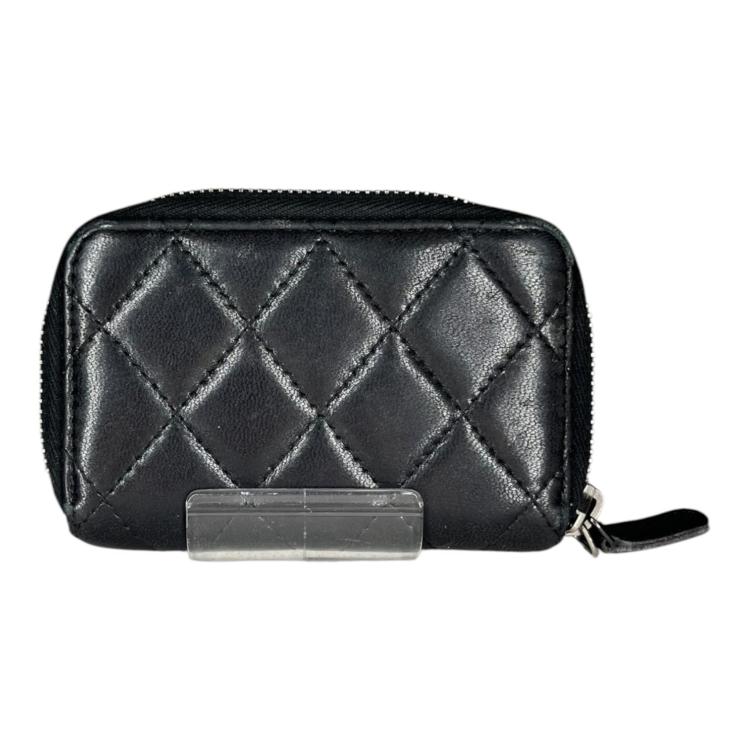 CHANEL/Coin Wallet/Leather/BLK/L's/Quilted lambskin zip coin bag view 3