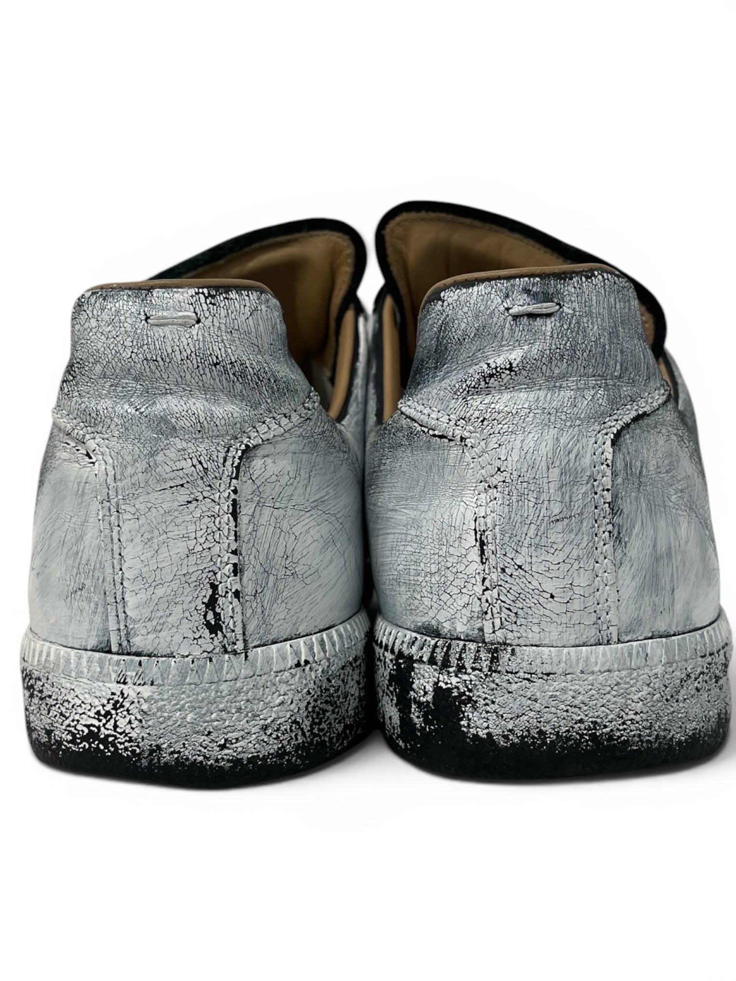 Maison Margiela/Low-Sneakers/EU 45/Leather/WHT/WHT PAINT REPLICAS view 3