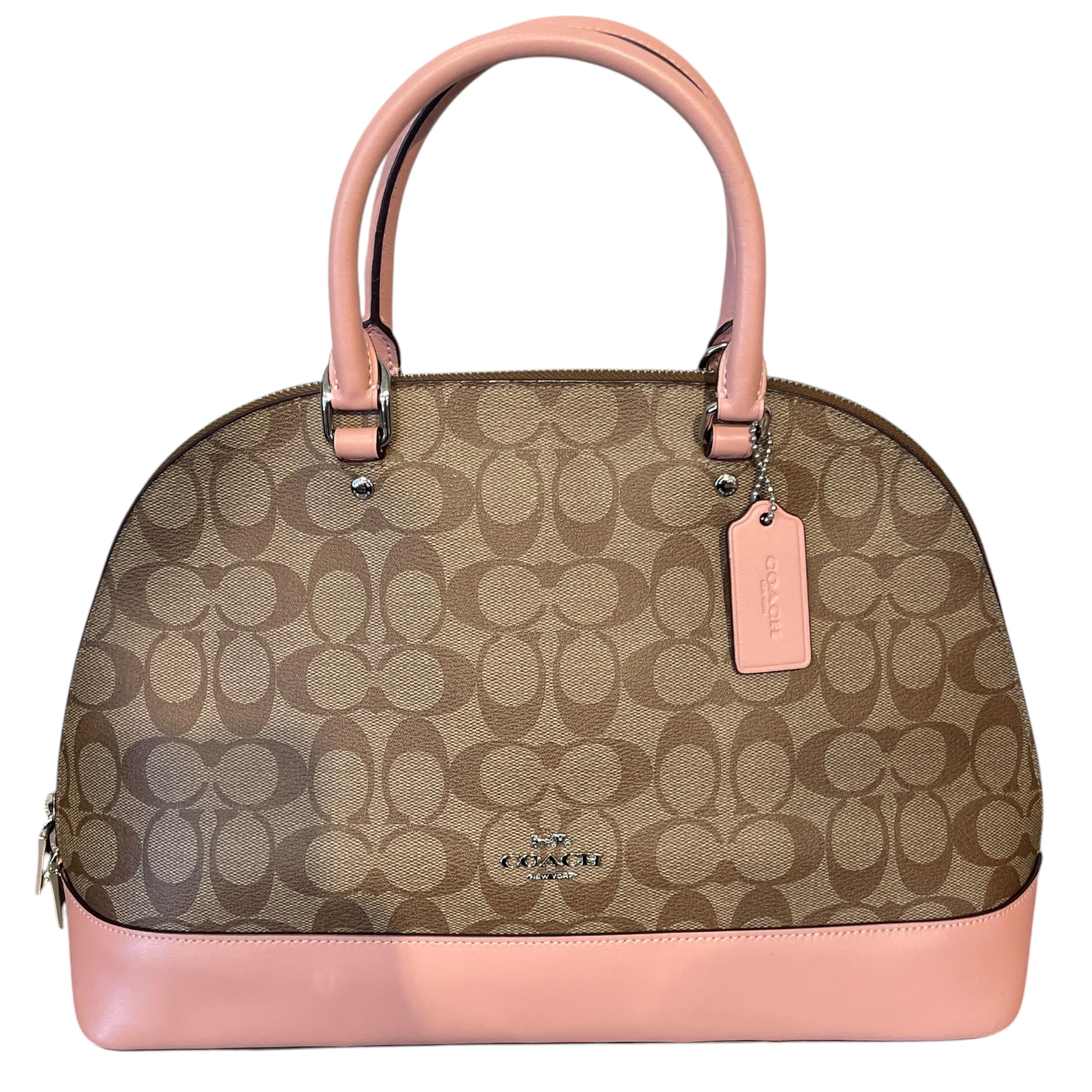 COACH/Hand Bag/Monogram/Leather/BRW/PINK TRIM/TOP HANDLE/SIERRA view 1