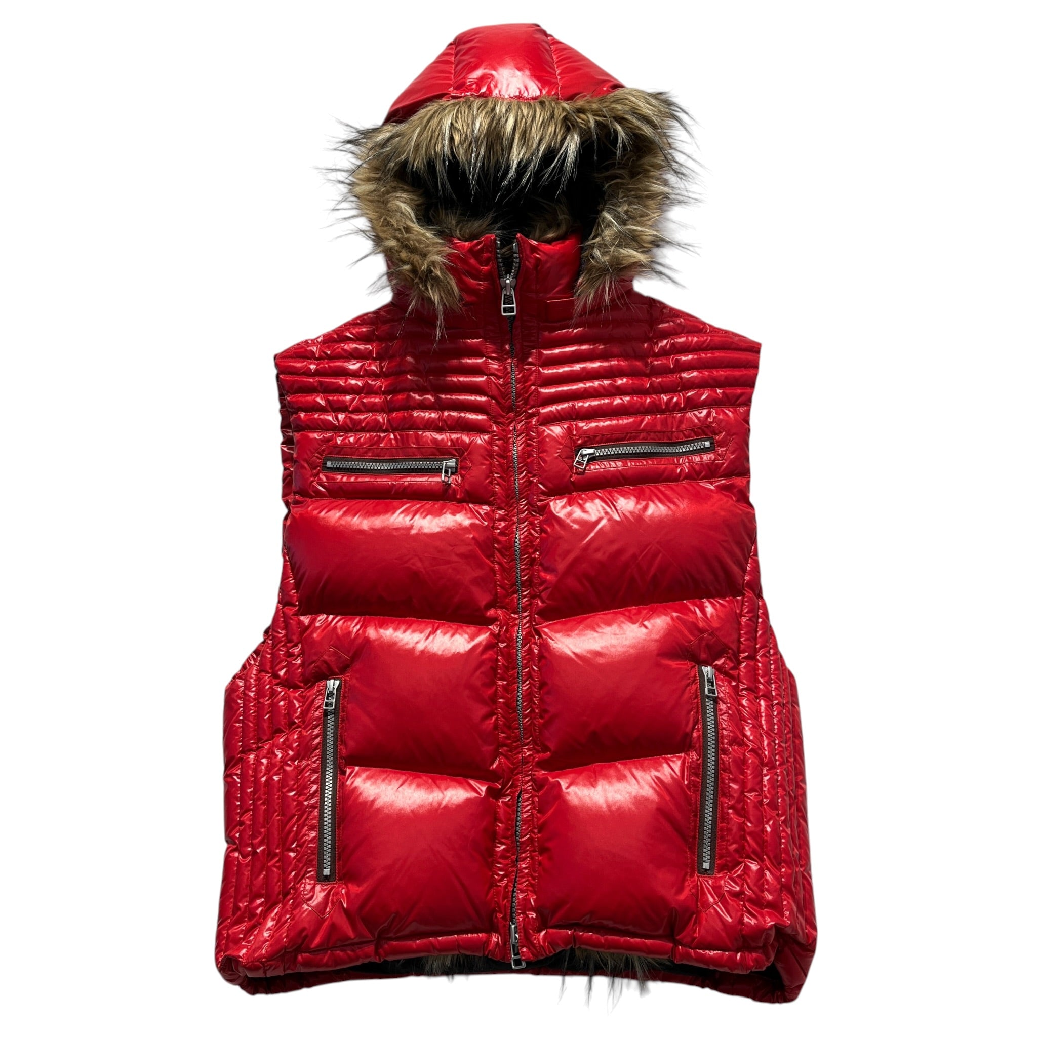 BREATH/Puffer Vest/XL/Polyester/RED/Fur Hooded Bright Red Puffer view 1