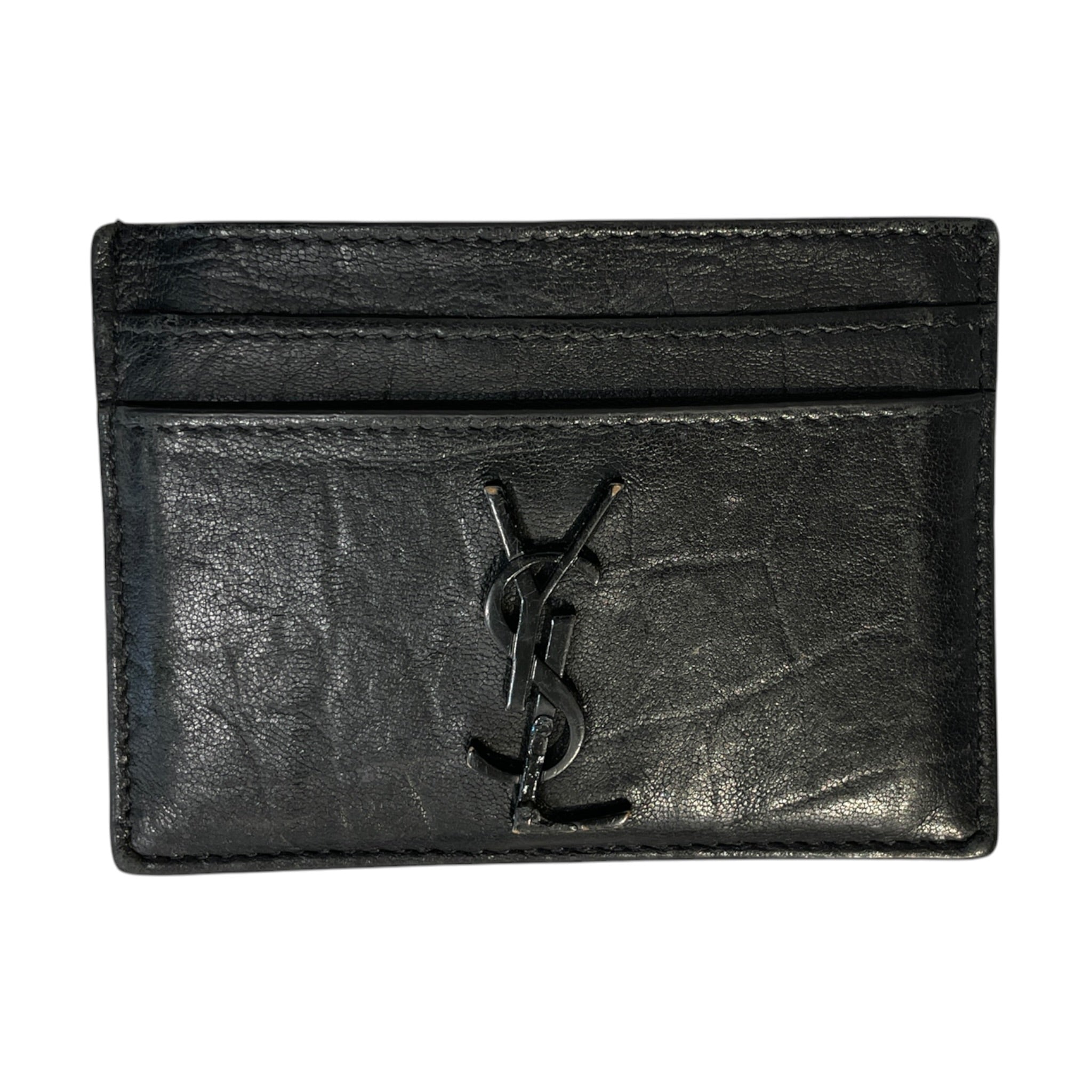 YVES SAINT LAURENT/Wallet/Leather/BLK/M's/YSL Black Logo view 1