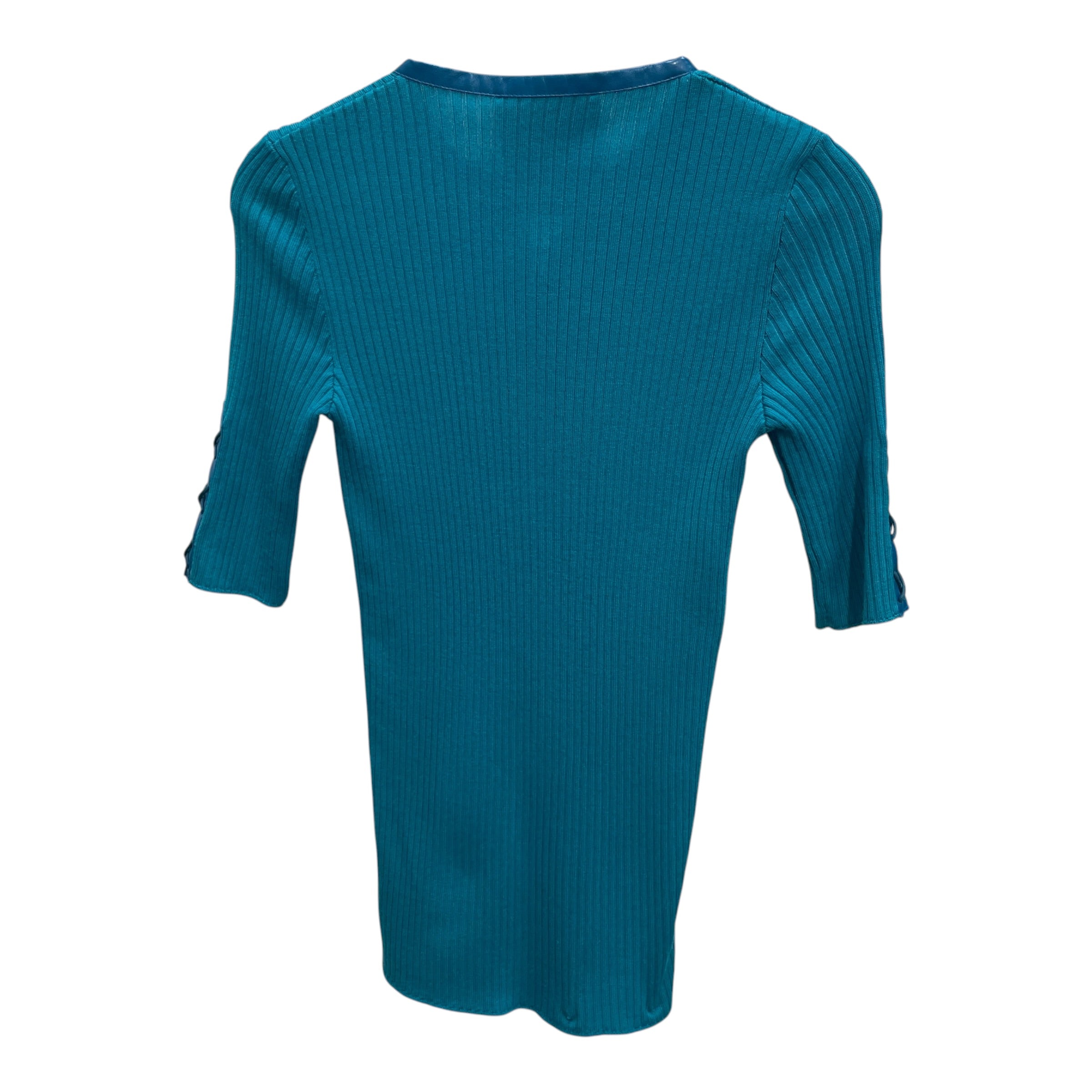 MOSCHINO/SS Blouse/Wool/BLU/RIBBED TOP, LEATHER TIE SLEEV view 2