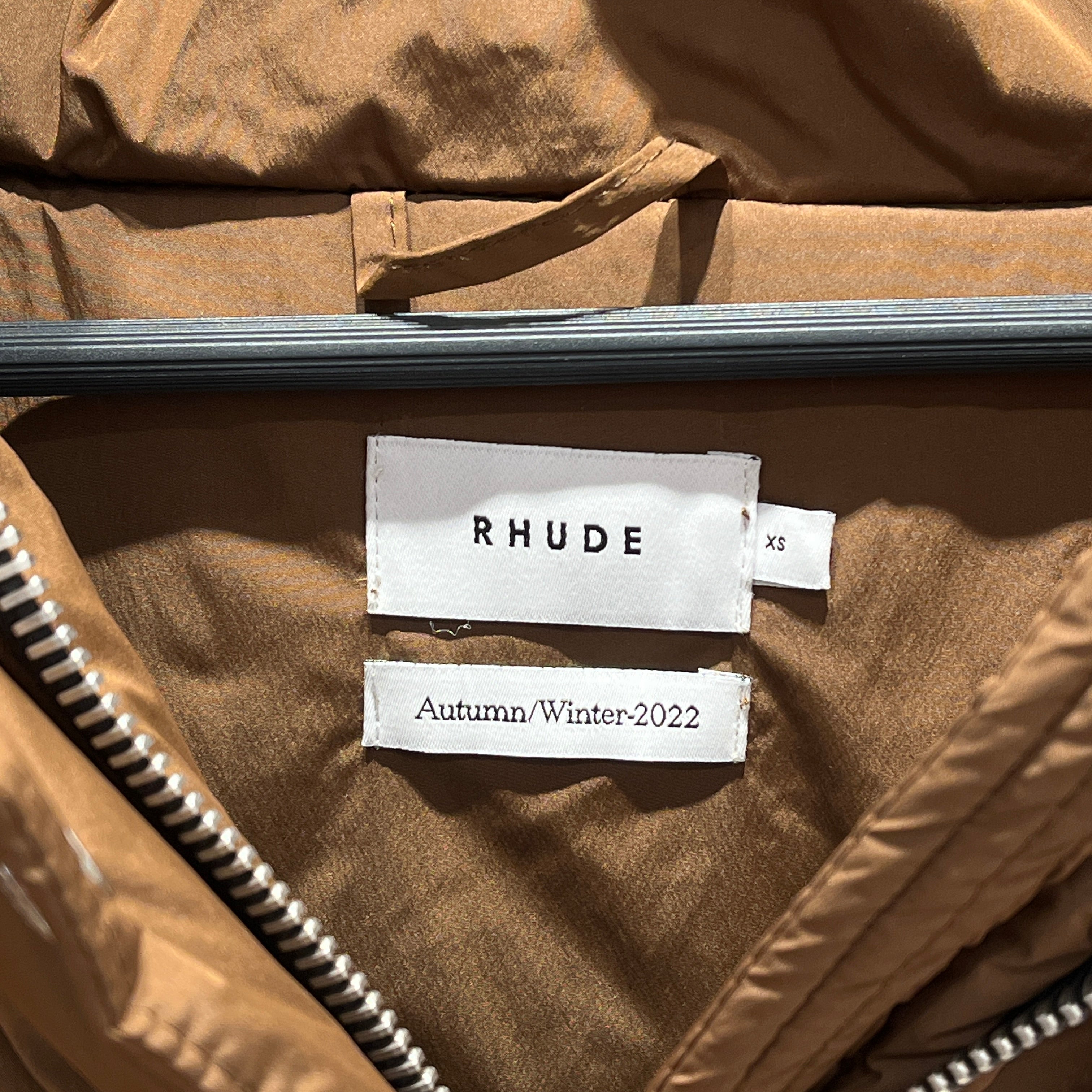 RHUDE/Puffer Jkt/XS/Nylon/BRW/LOGO ON BACK/PILL ZIPPER view 3