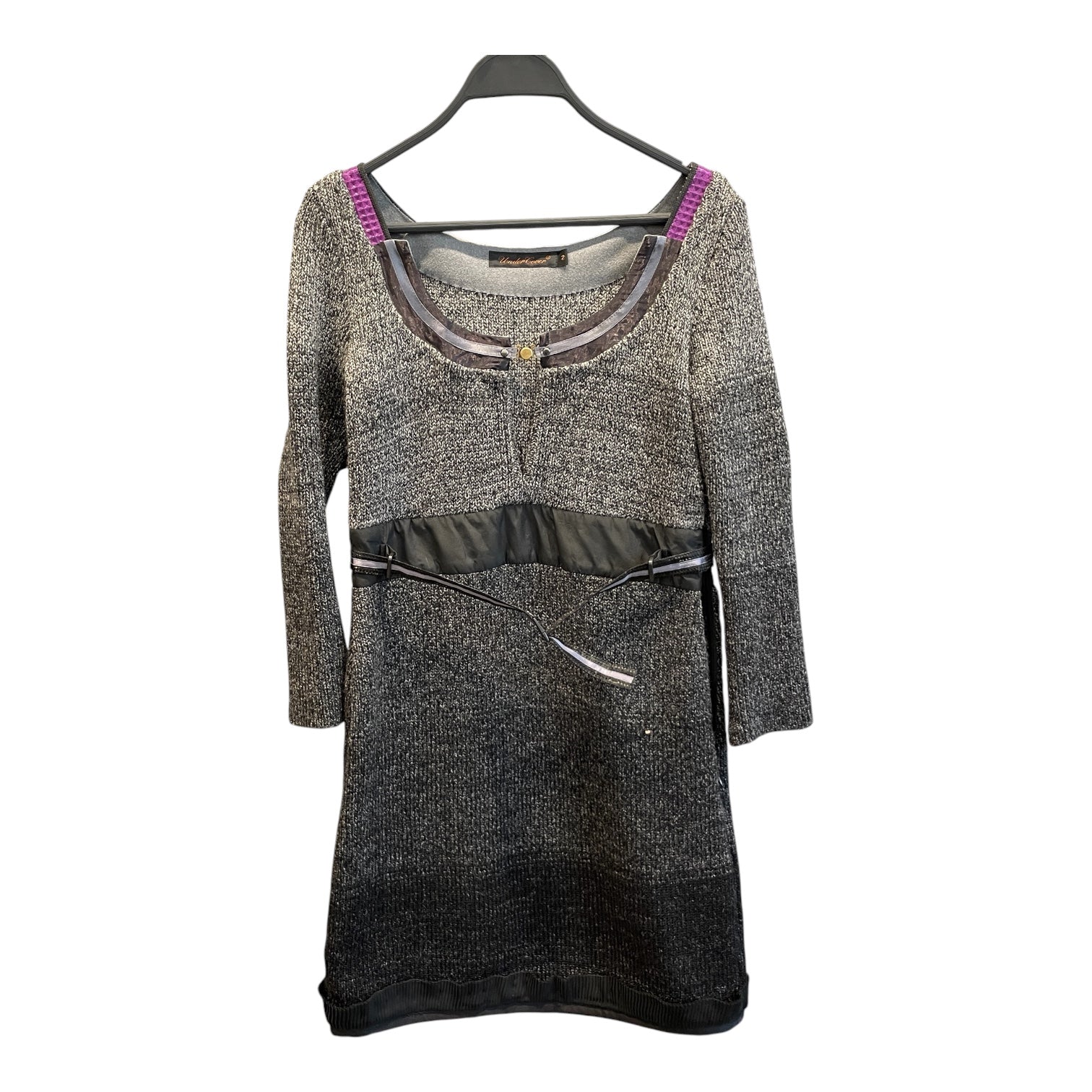 UNDERCOVER/LS Dress/2/Wool/GRY/PURPLE DETAILS/ BELT view 1
