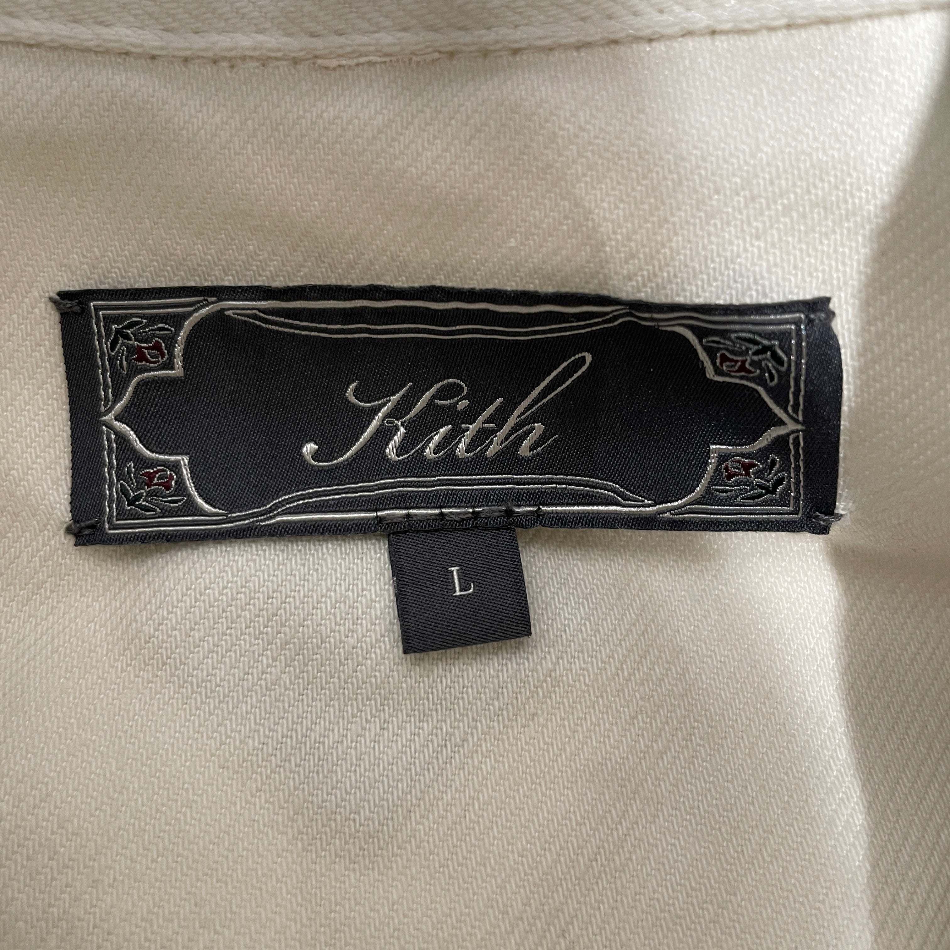KITH/Flannel Shirt/L/Cotton/WHT/Green designs view 3