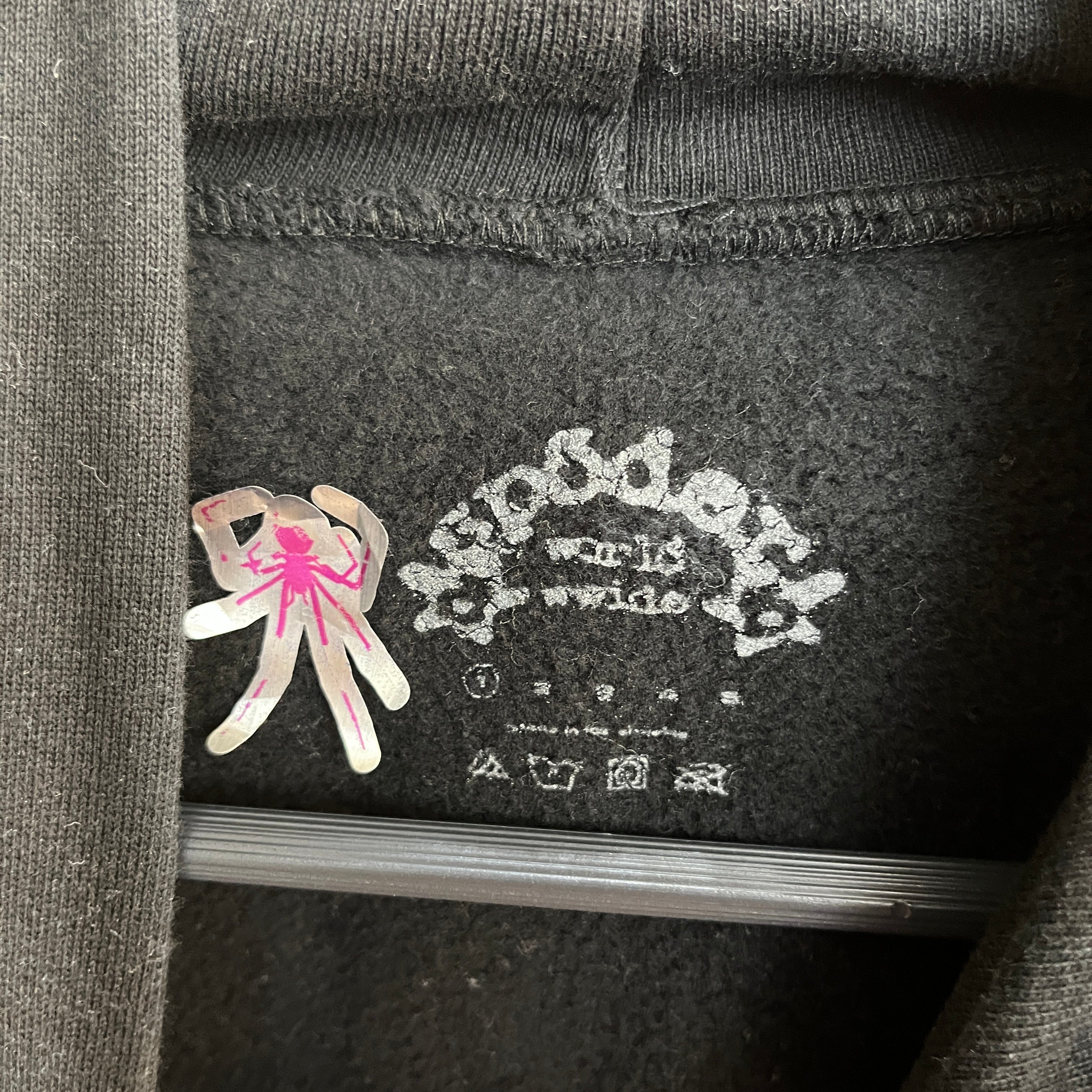Sp5der/Hoodie/1/Cotton/BLK/NEON PINK LOGO view 3