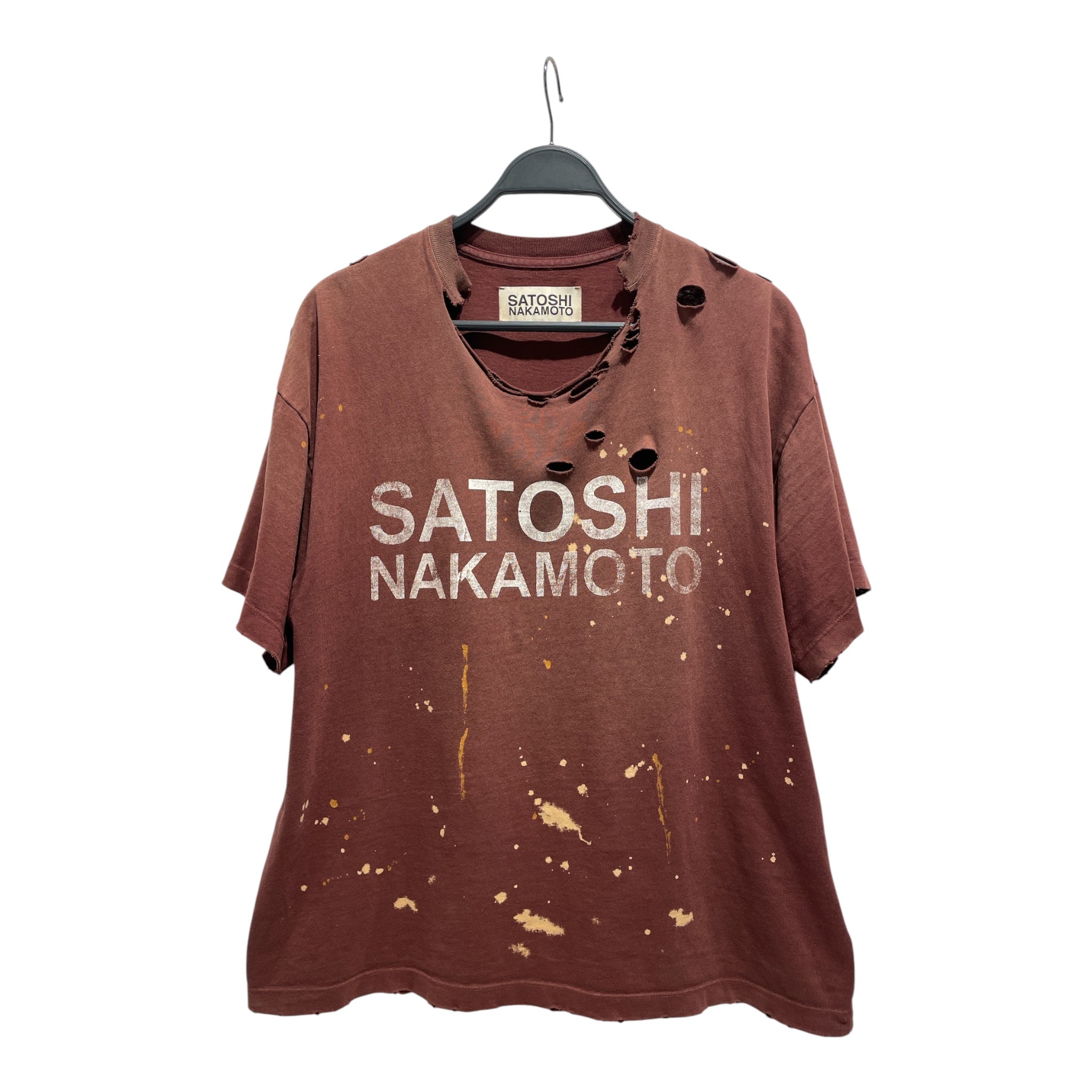 SATOSHI NAKAMOTO/T-Shirt/S/Cotton/BRD/All Over Print/DISTRESSED view 1