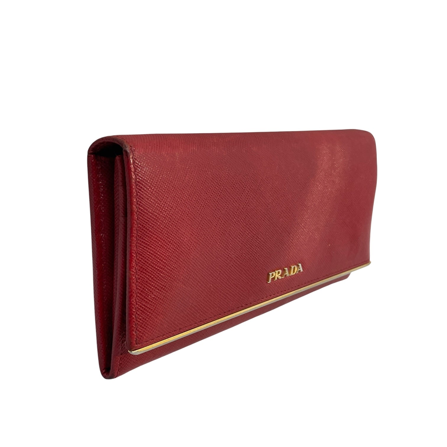 PRADA/Long Wallet/Leather/RED/L's/Saffiano Sleek Metal Accent view 3