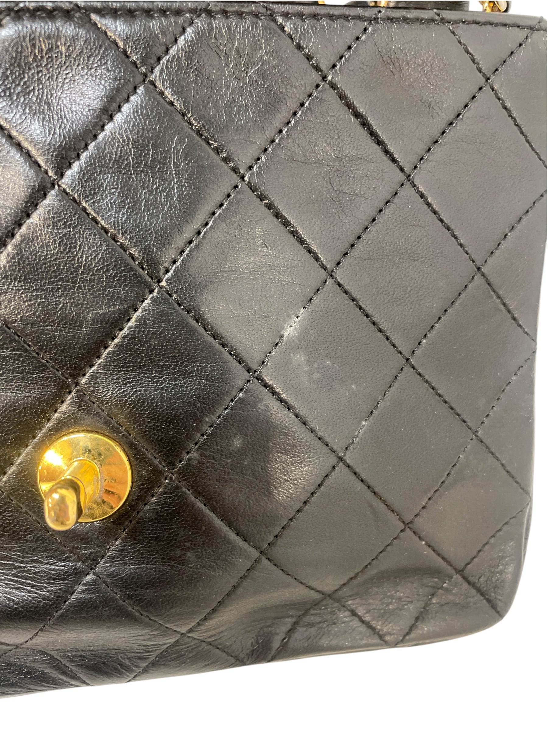CHANEL/Cross Body Bag/Leather/Black/flat quilt half flap small view 7