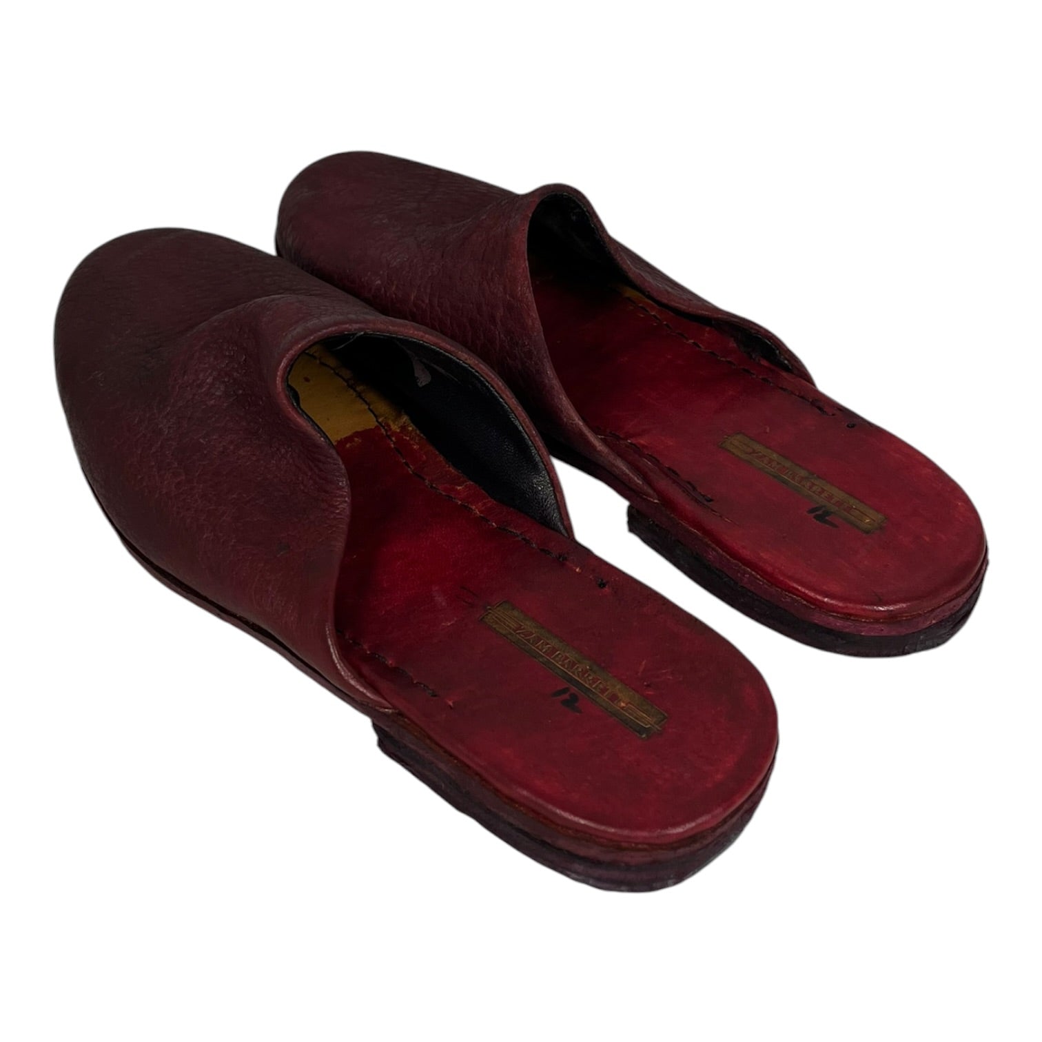 ZAMBARRETT/Loafers/US 12/Leather/RED/WRINKED LEATHER MULES view 2