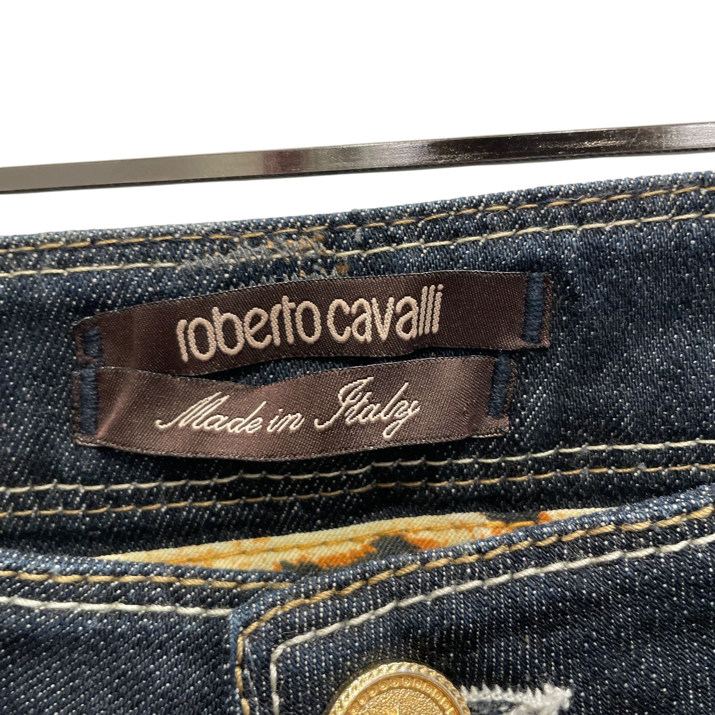 roberto cavalli/Skinny Pants/44/Cotton/IDG/GOLD BACK TAB/WHT SEAMS view 3