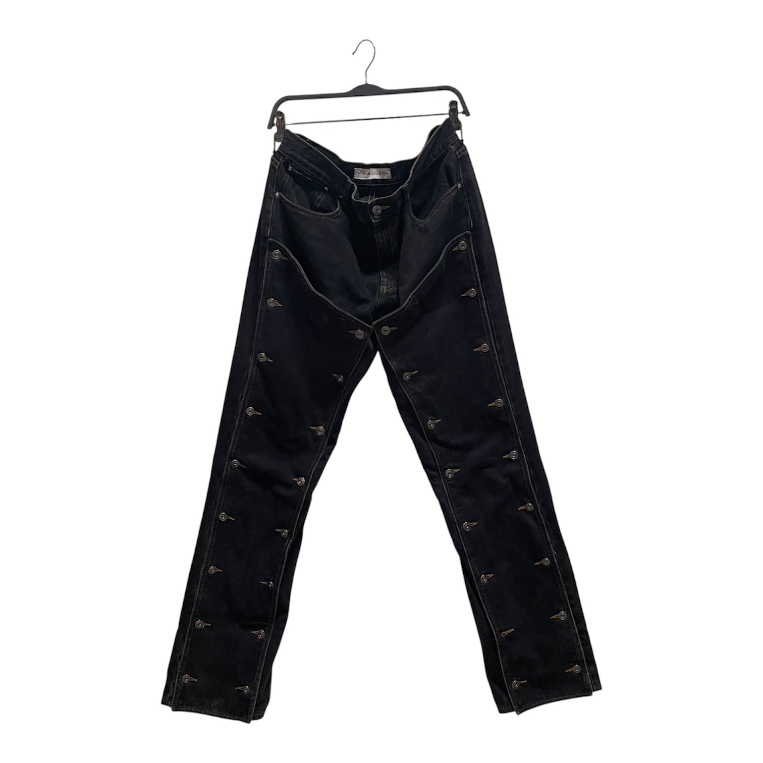 Y/PROJECT/Pants/32/Denim/BLK/BUTTON DOUBLE LAYERED view 1