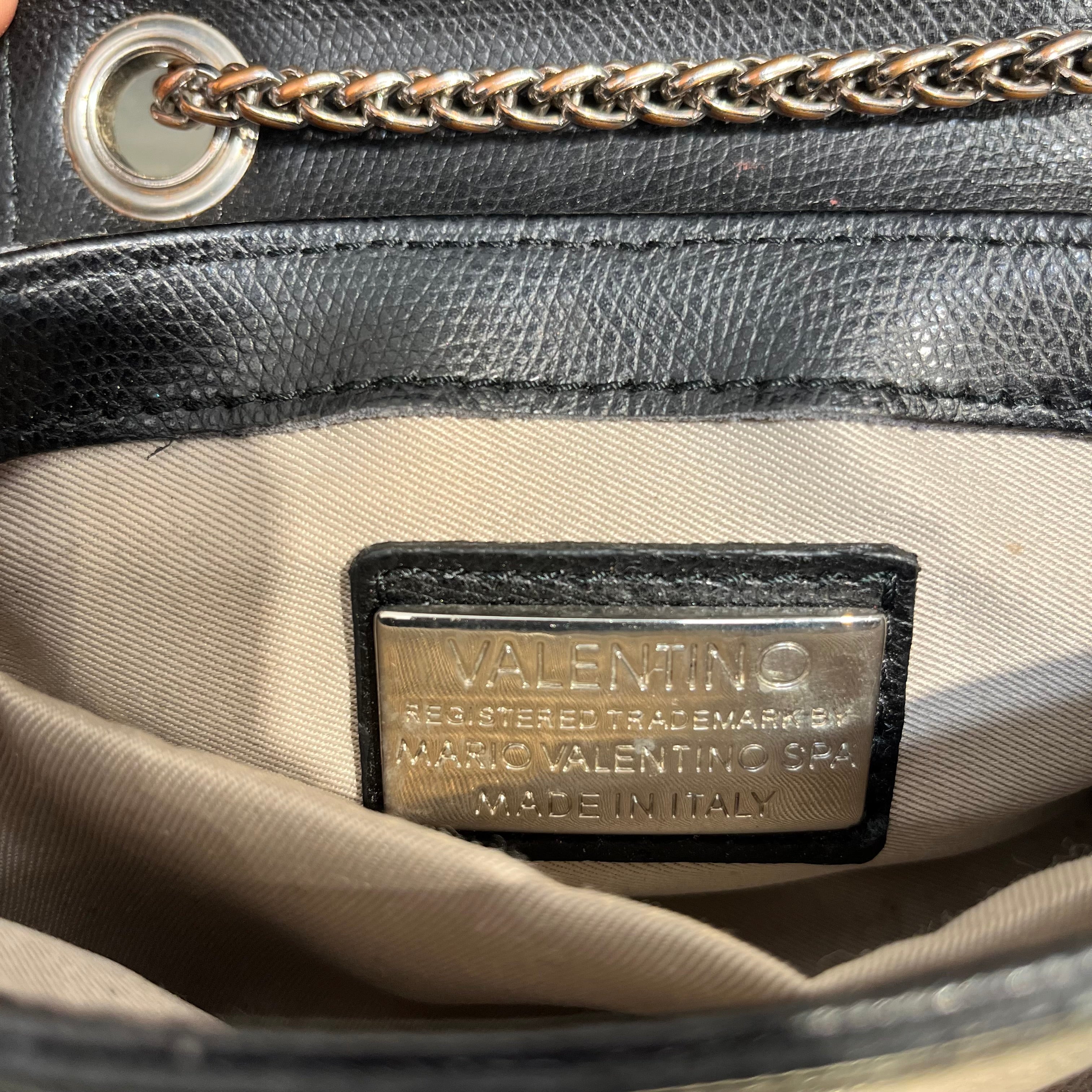 MARIO VALENTINO/Cross Body Bag/Leather/BLK/SILVERTONE CLASP CHAIN STRAP view 5