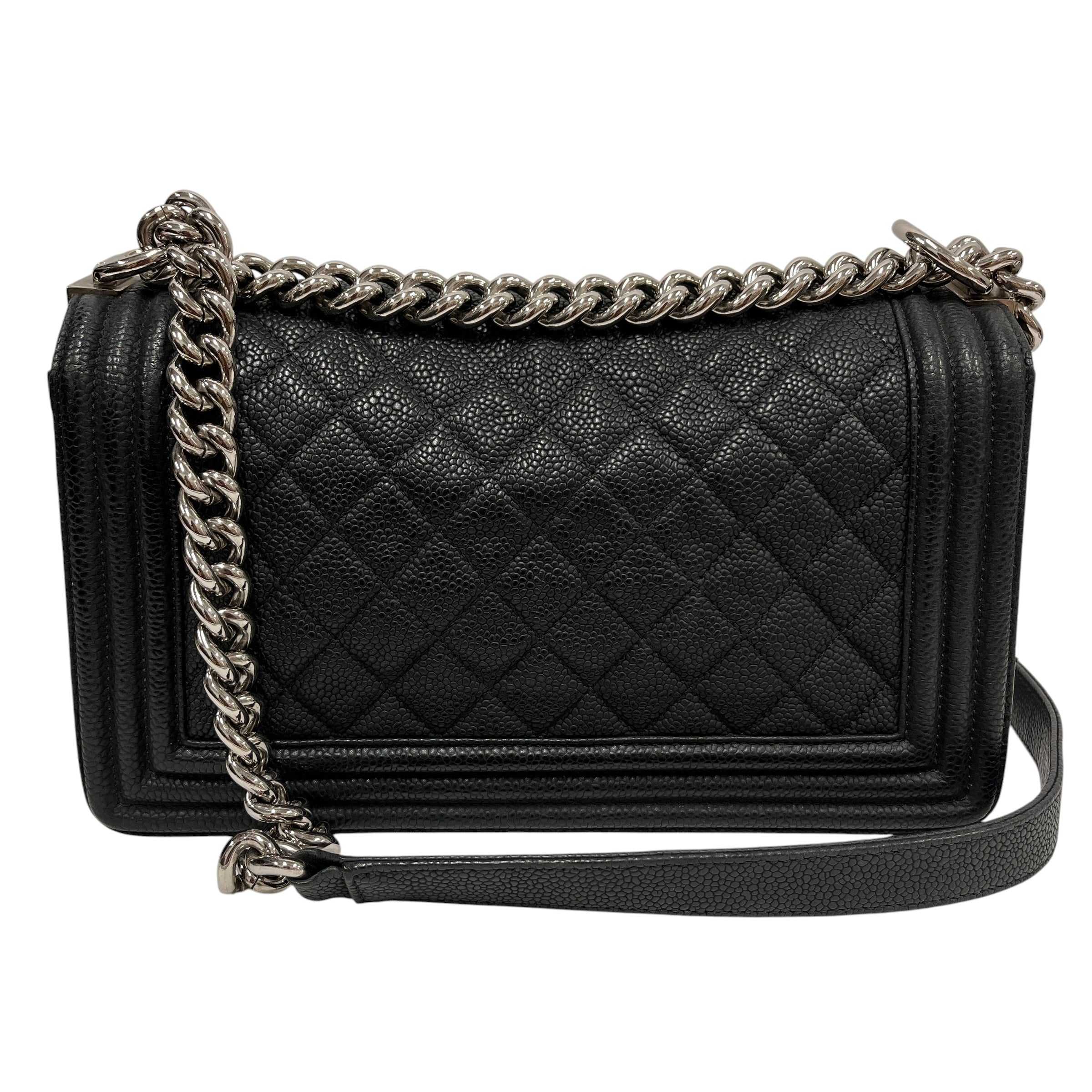 CHANEL/Hand Bag/Leather/BLK/Caviar Quilted Medium Boy Flap view 2