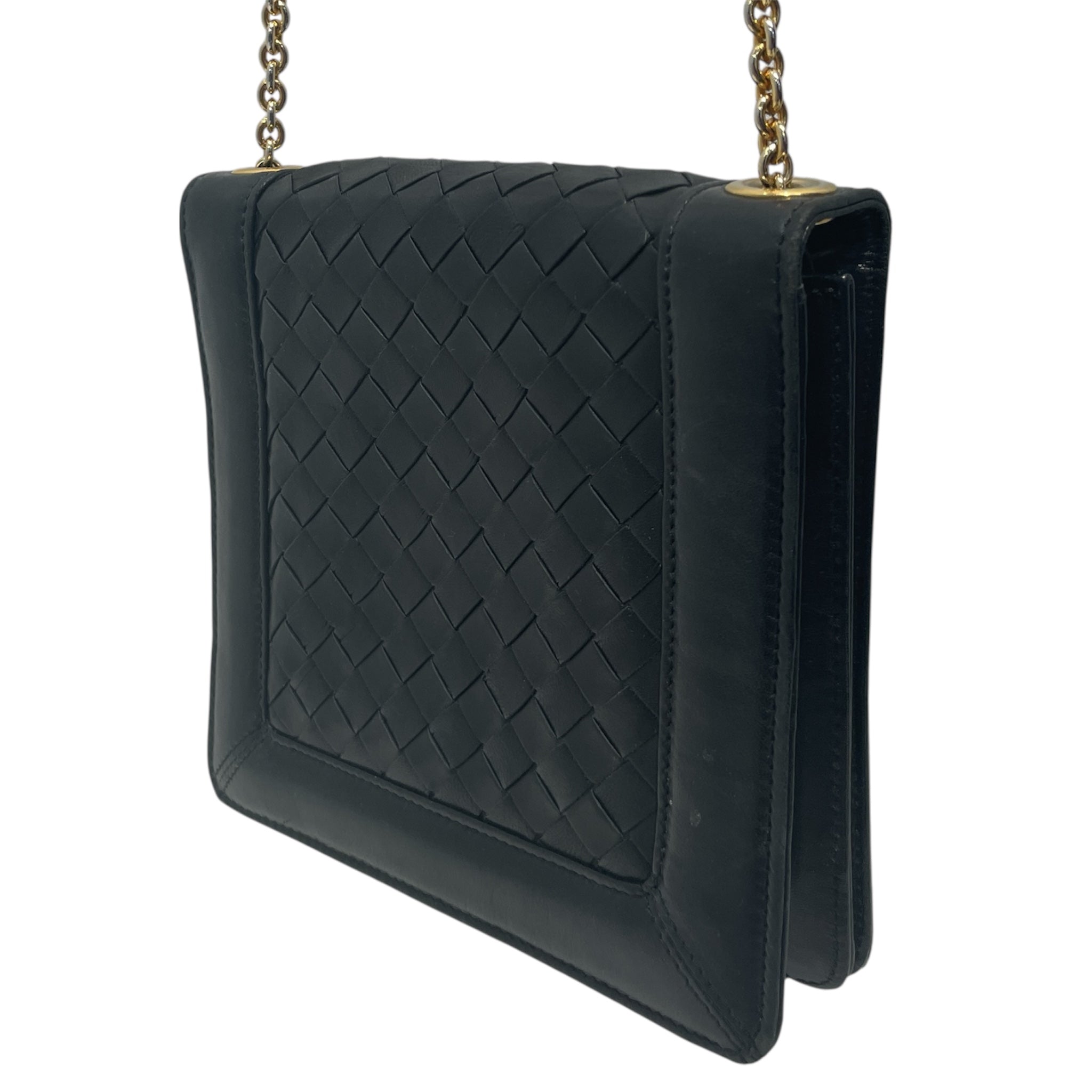 BOTTEGA VENETA/Cross Body Bag/Leather/BLK/intrecciato crossbody view 3