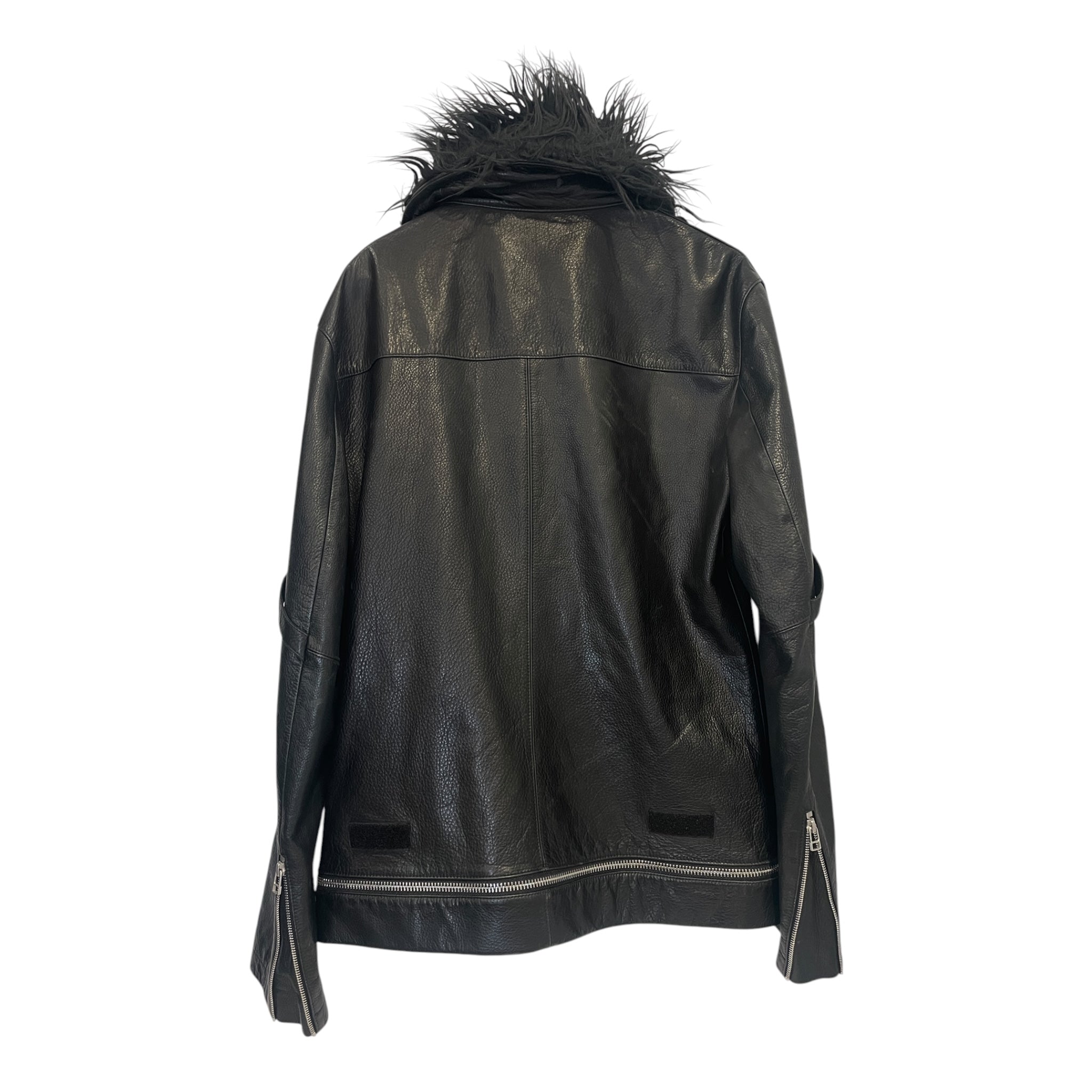 Helmut Lang/Leather Jkt/M/Leather/BLK/detachable fur collar, astro view 2