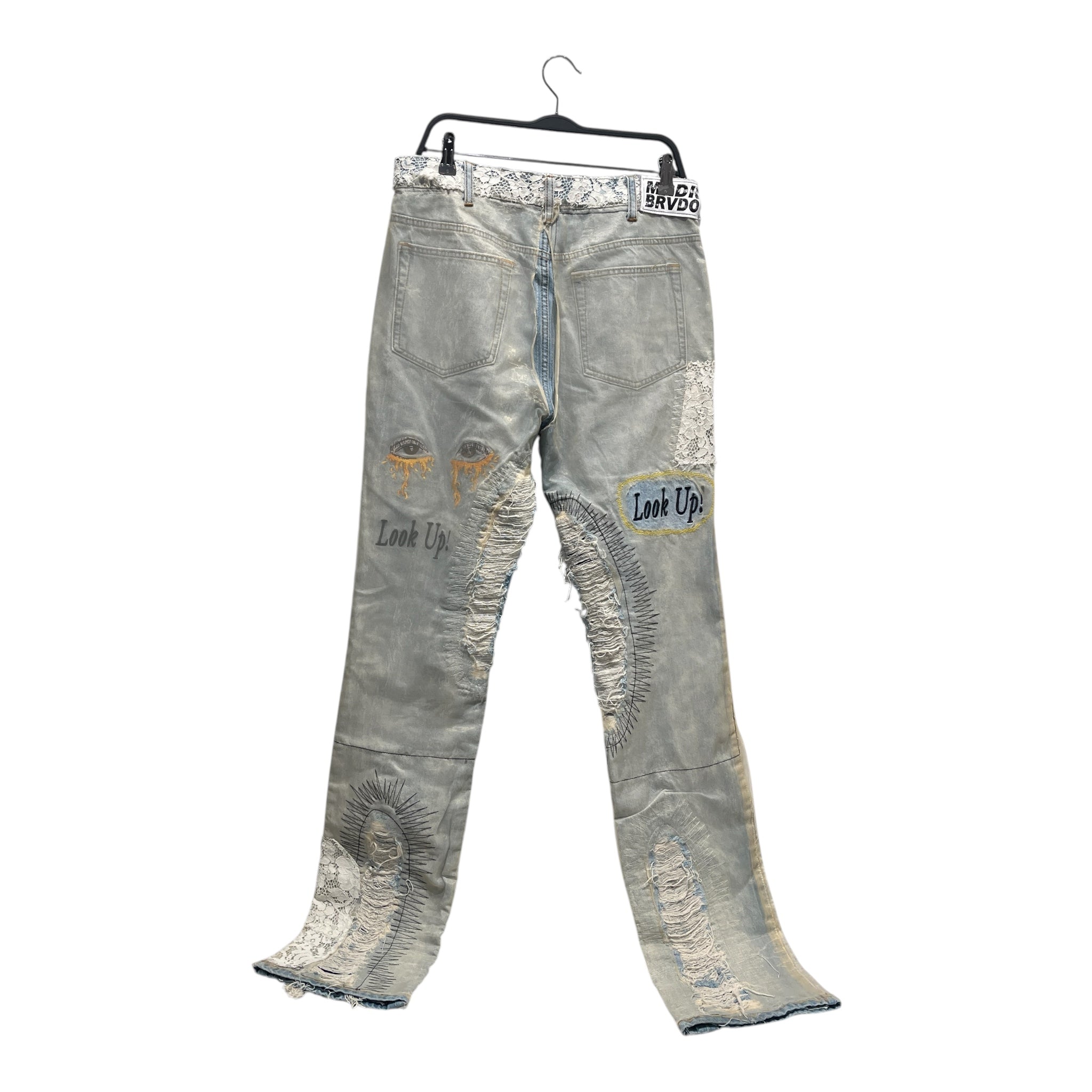 WHO DECIDES WAR/Bootcut Pants/32/Denim/BLU/Graphic/sunshine overlay - overlay rip view 2