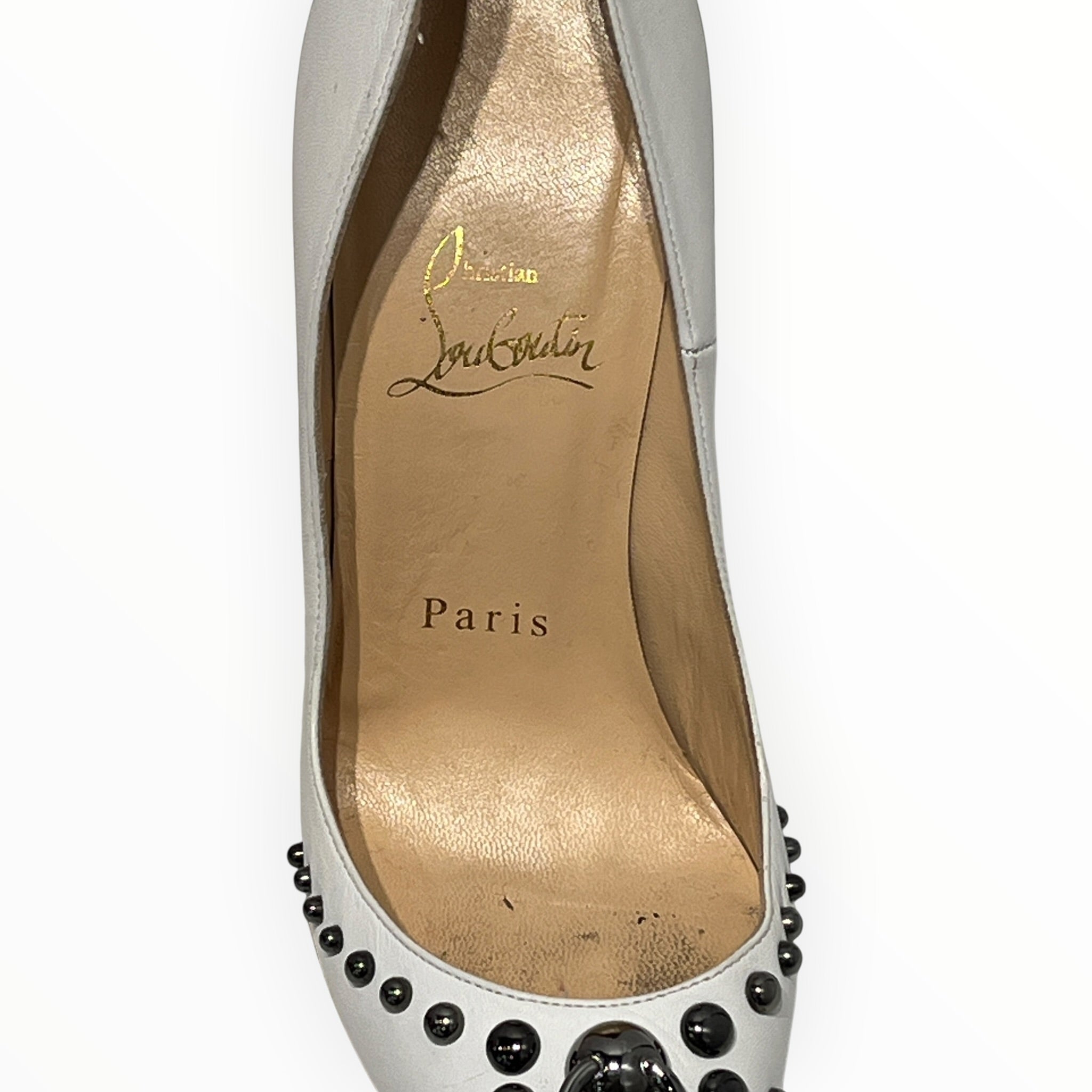 Christian Louboutin/Heels/EU 36.5/Leather/WHT/STUDDED/POINT TOE view 4
