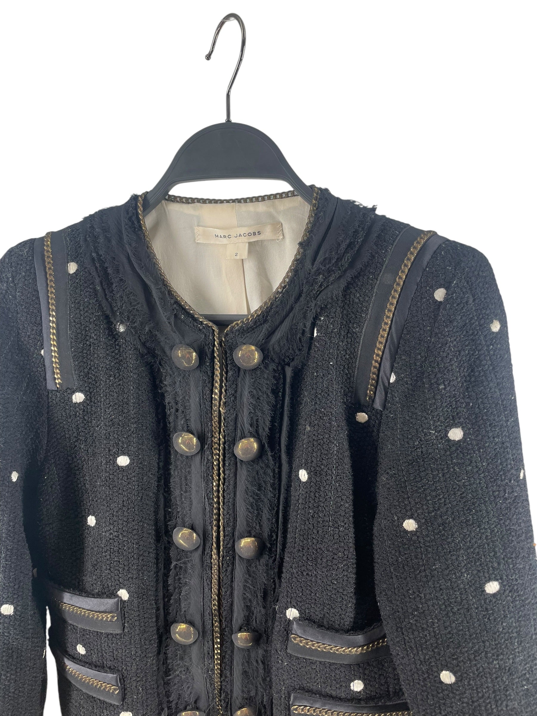 MARC JACOBS/Jacket/2/Wool/BLK/POLKA DOT GOLD CHAIN DETAILS view 3