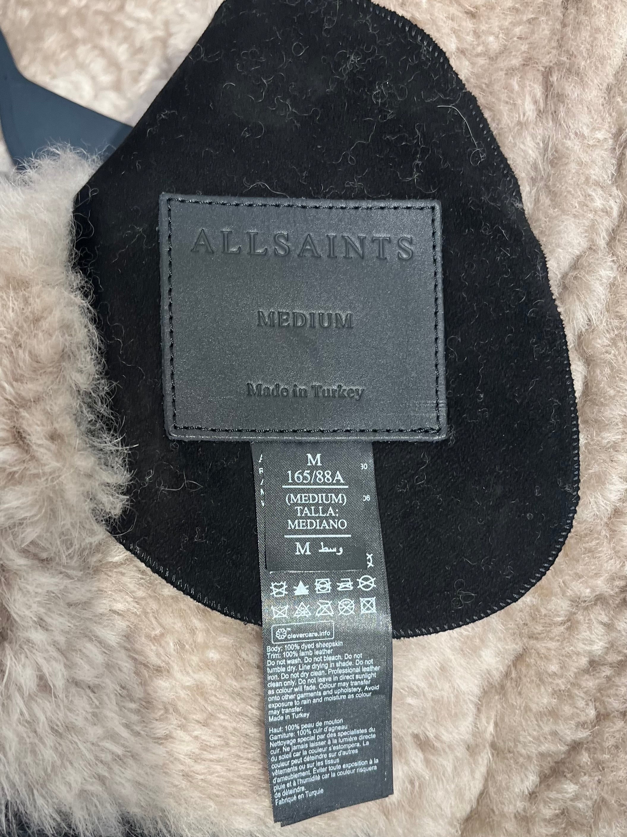 ALLSAINTS/Vest/M/Leather/BLK/shearling interior zipupbuckle view 3