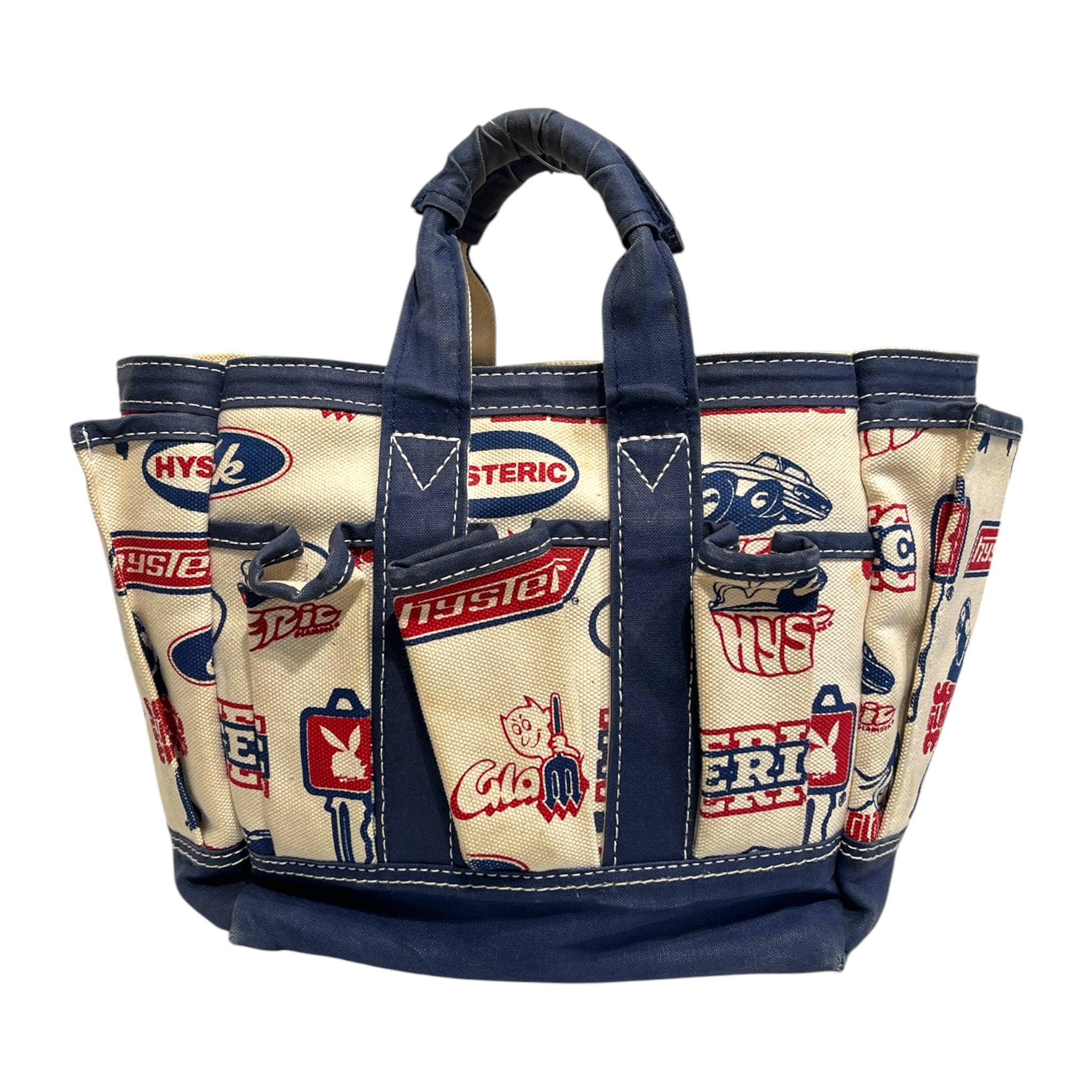 HYSTERIC GLAMOUR/Hand Bag/All Over Print/Cotton/CRM/navy/ multi pockets girl/car view 2