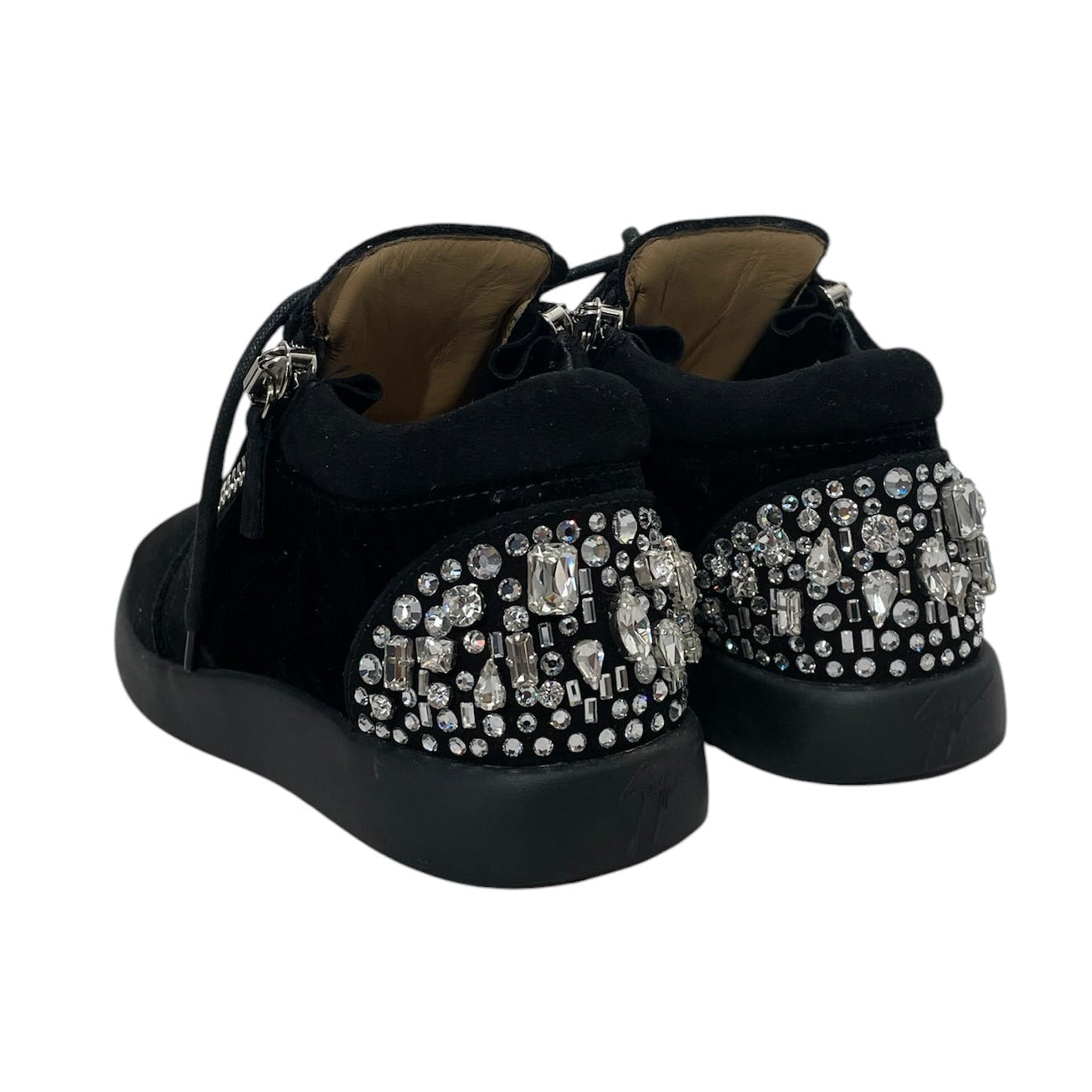Giuseppe Zanotti/Low-Sneakers/US 6/Suede/BLK/Crystal Embellished Double Zip view 2