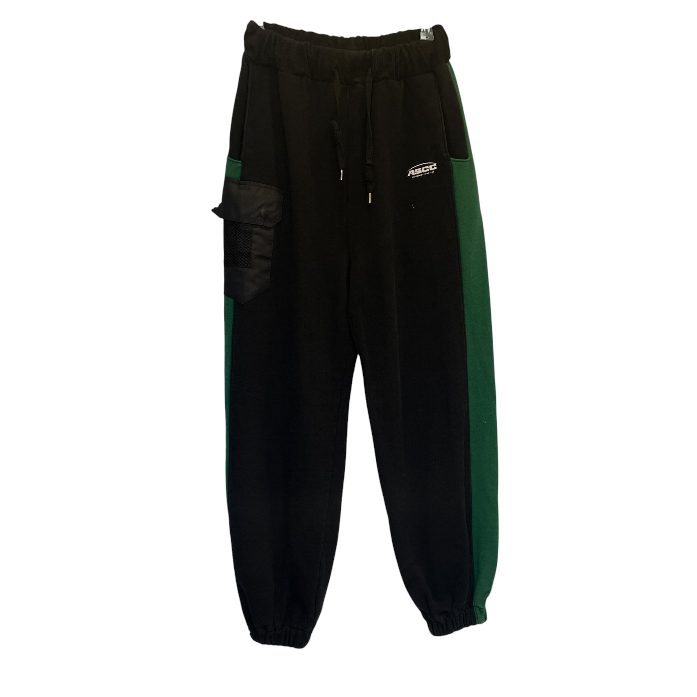 ADER ERROR/Pants/L/Cotton/BLK/Stripe/black cotton with green strip view 1