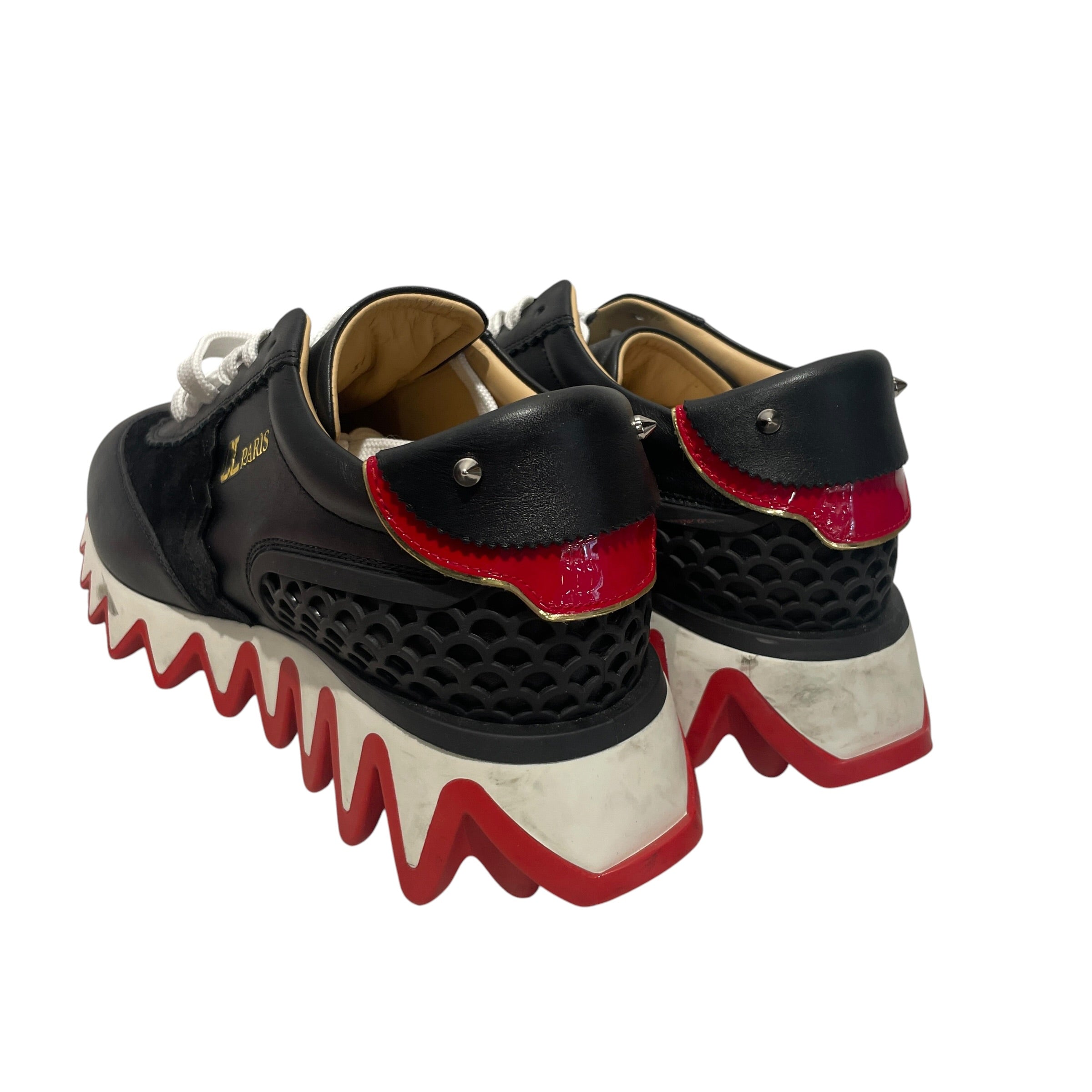 Christian Louboutin/Low-Sneakers/EU 38/Leather/BLK/LOUBISHARK view 2