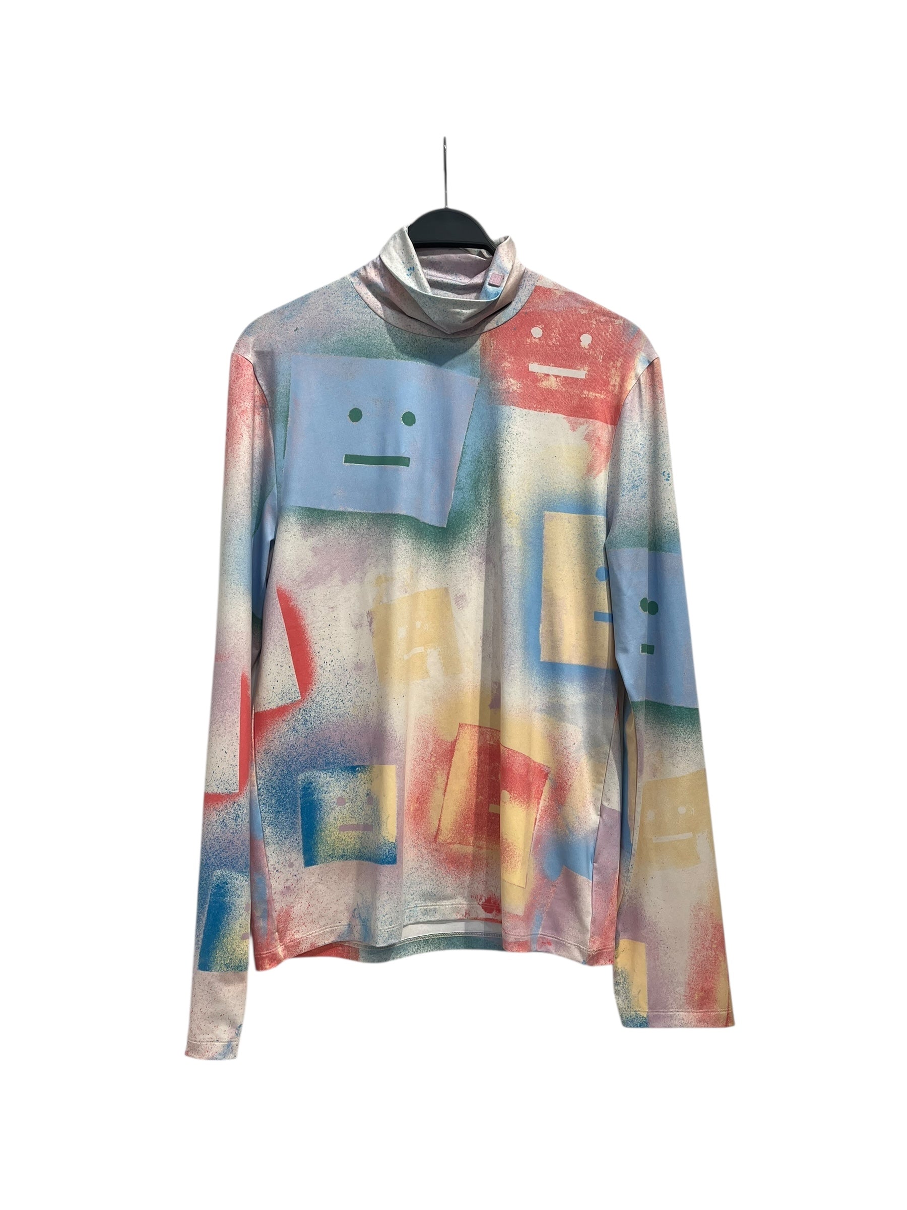 Acne Studios/LS T-Shirt/L/Polyester/MLT/All Over Print/SPRAYPAINTED FACES TURTLENECK view 1