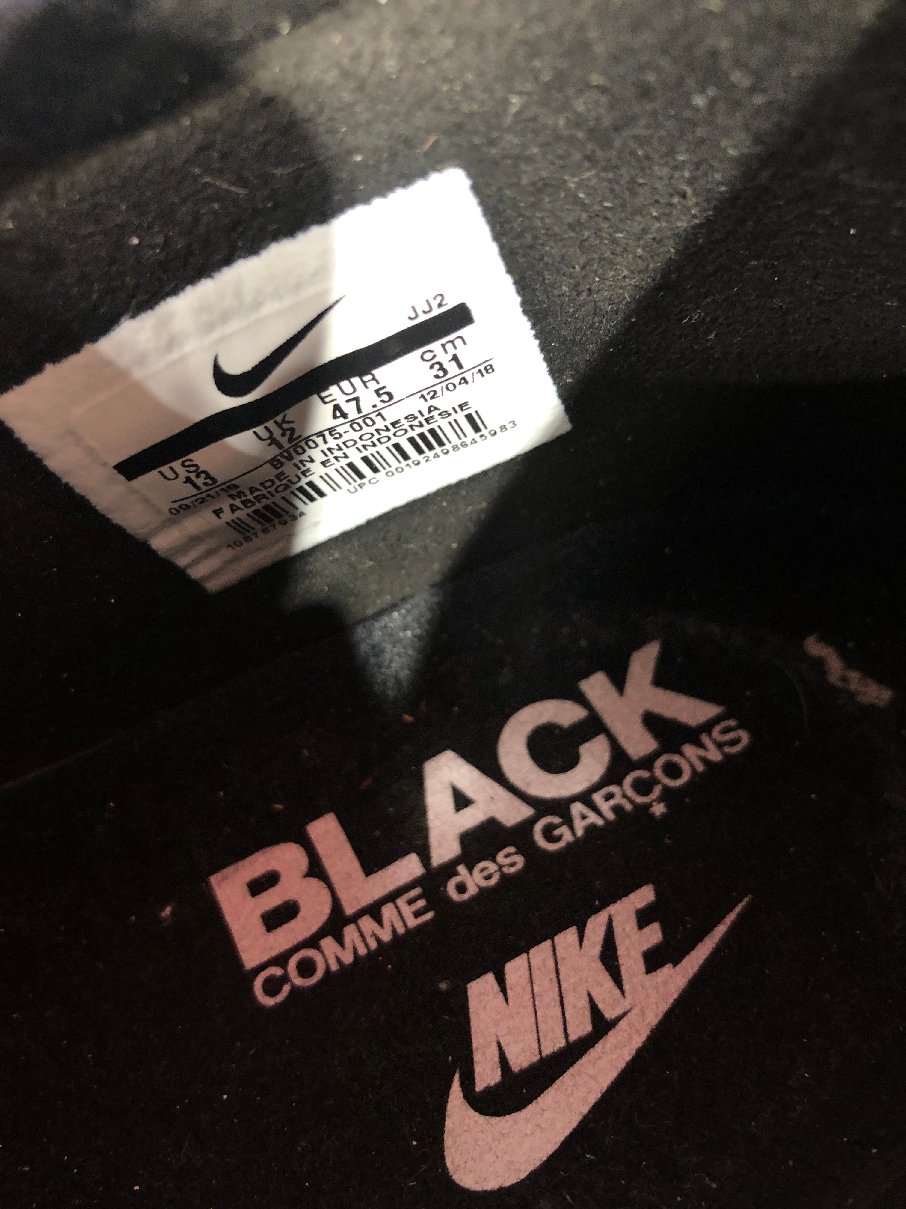 NIKE/COMME des GARCONS/AIR FOOTSCAPE NM /Low-Sneakers/US 13/Nylon/BLK/BV0075-001 view 3