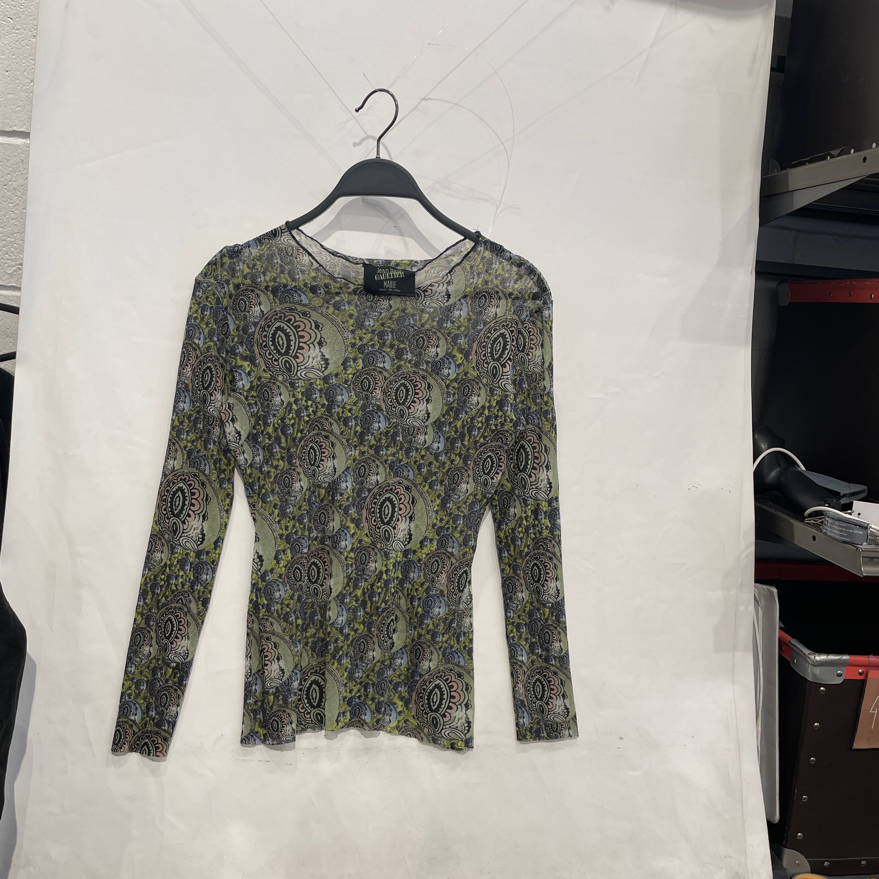 Jean Paul Gaultier/Vintage/LS T-Shirt/Polyester/GRN/MESH PAISLEY view 1