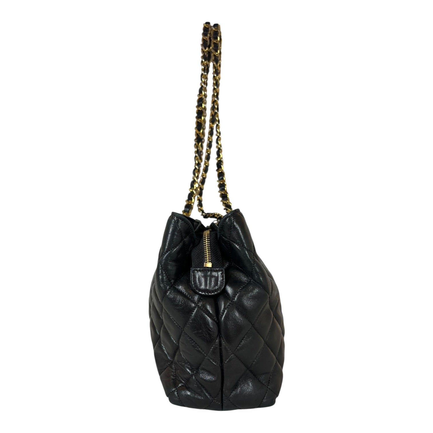 CHANEL/Cross Body Bag/Leather/BLK/QUILTED GOLD BRAIDED CHAIN view 3