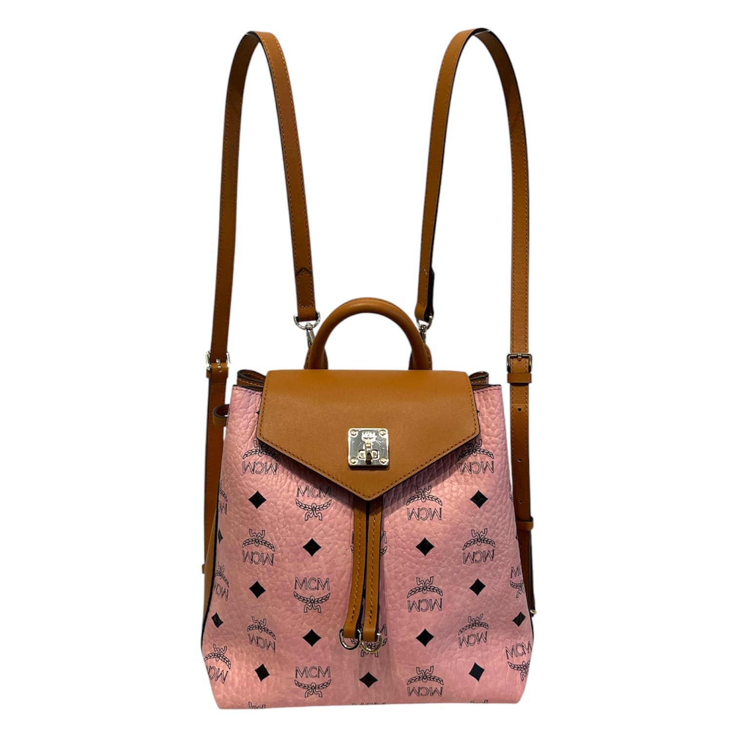MCM/Backpack/All Over Print/Leather/PNK/mini backpack view 3