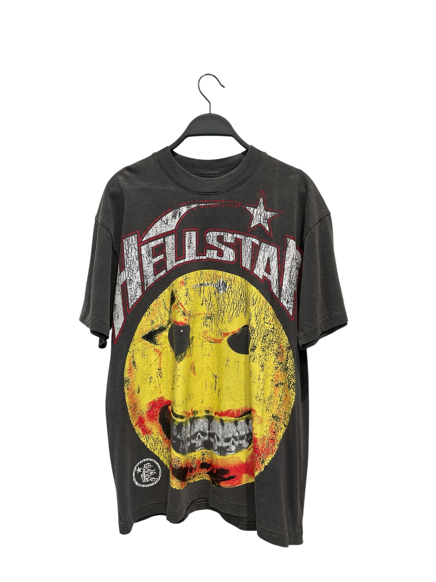 HELLSTAR/T-Shirt/S/Cotton/GRY/Graphic/EMOJI FACE view 1