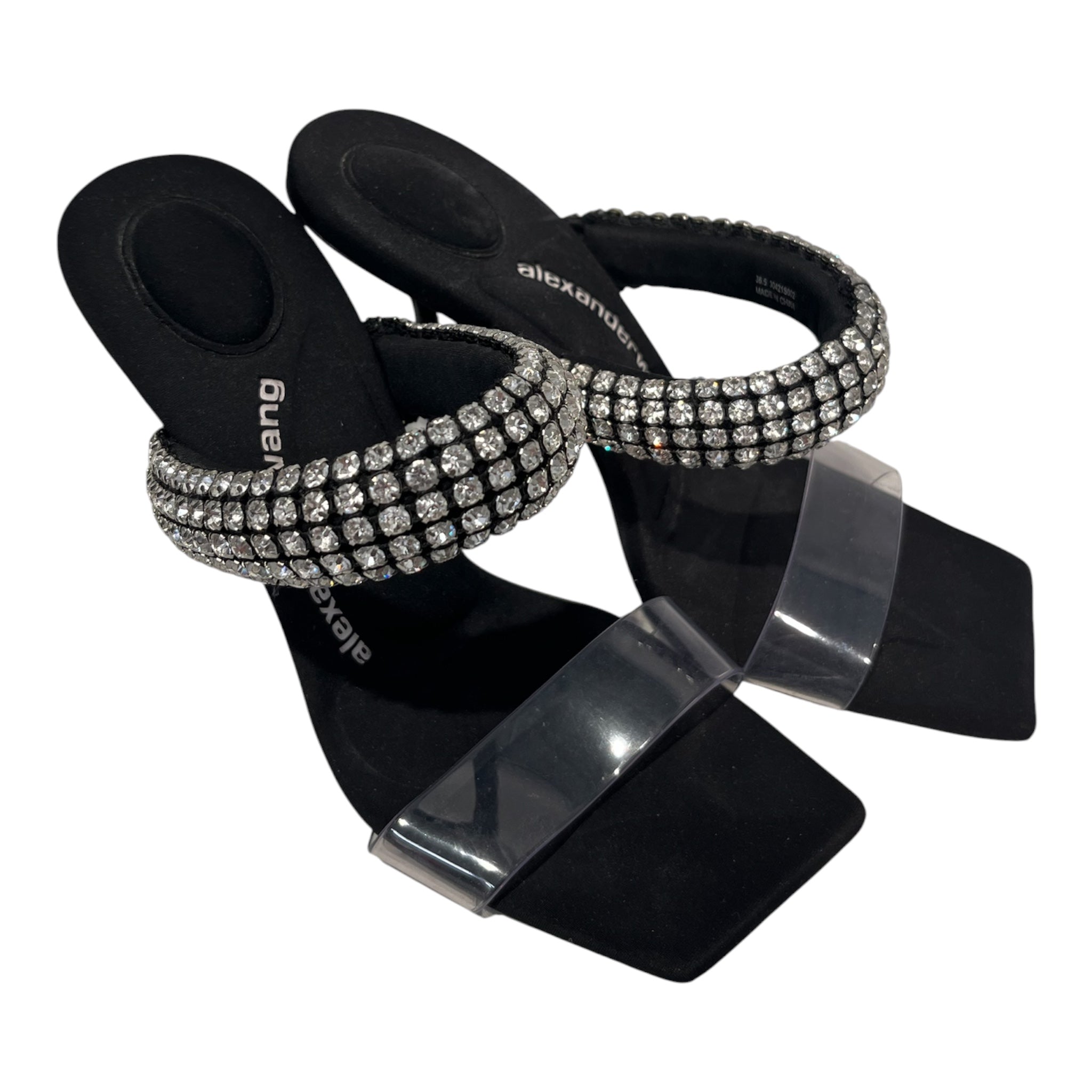Alexander Wang/Heels/EU 36.5/Leather/BLK/Open-Toe/crystals around ankle view 1