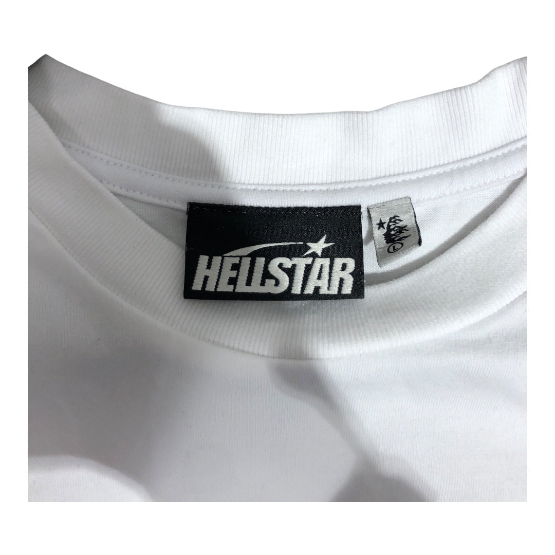 HELLSTAR/T-Shirt/L/Cotton/WHT/Graphic/BEAT US! in blue view 3
