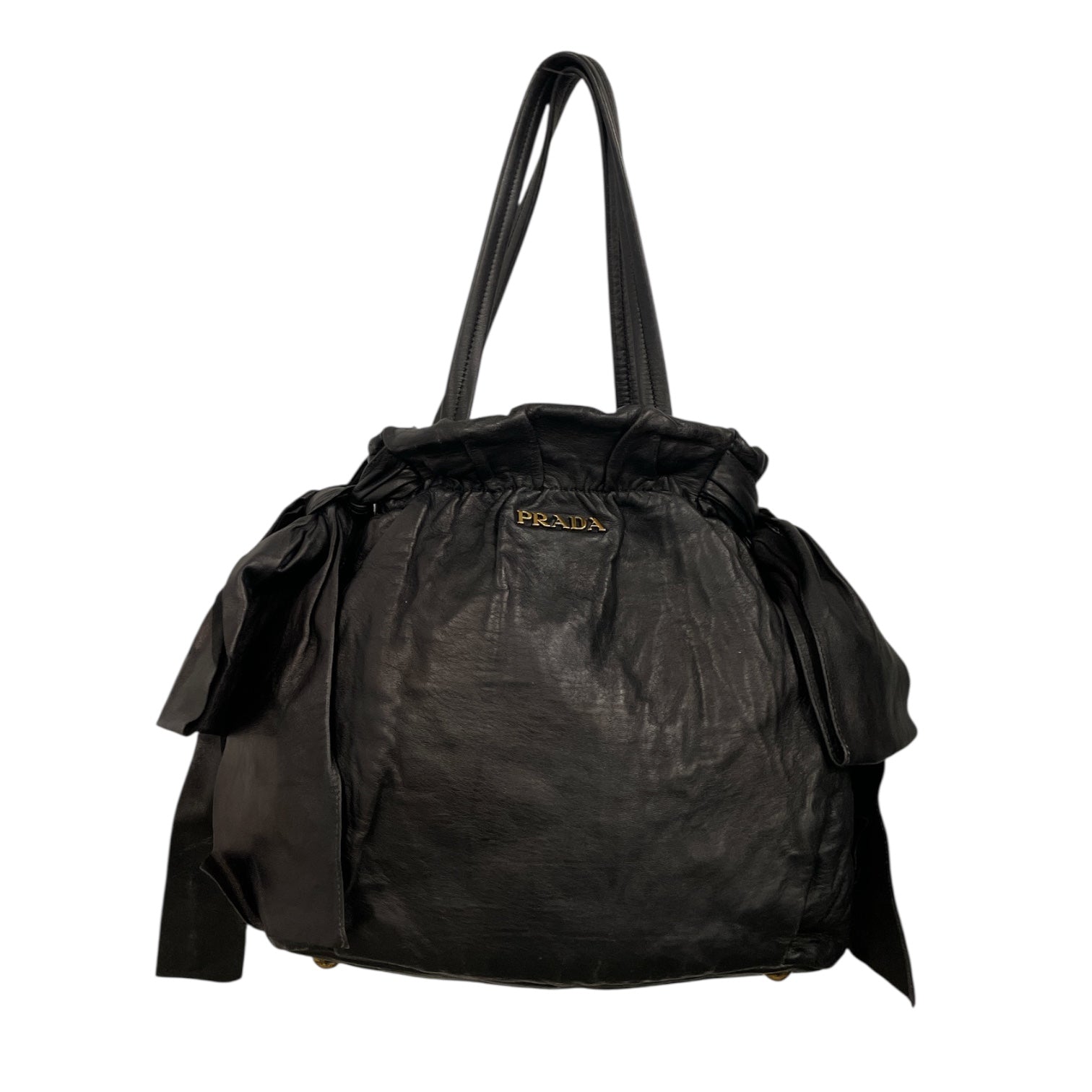 PRADA/Hand Bag/Leather/BLK/BOWS view 1